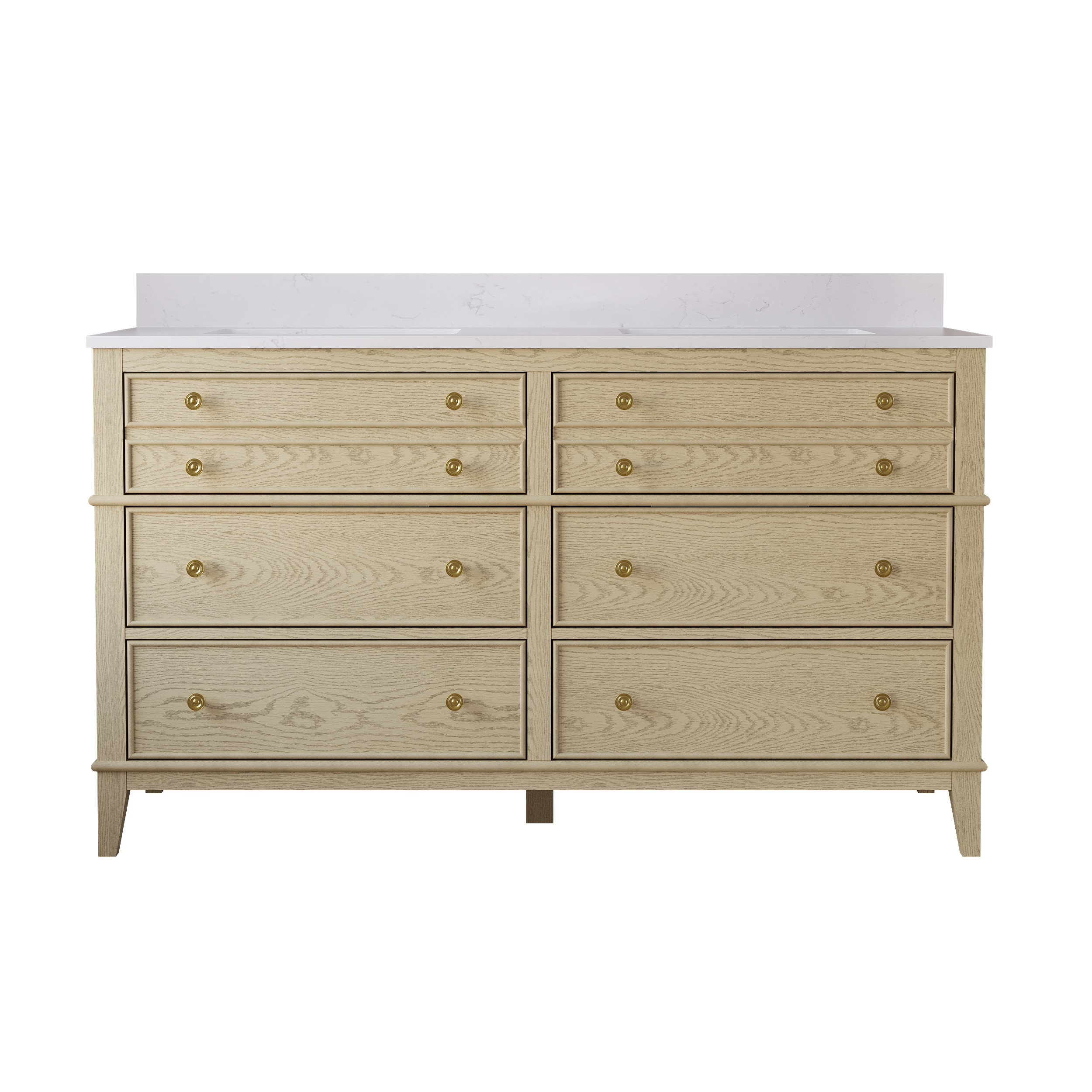 Ayelon Oak Undermount Bathroom Vanity with Carrara White Quartz Top