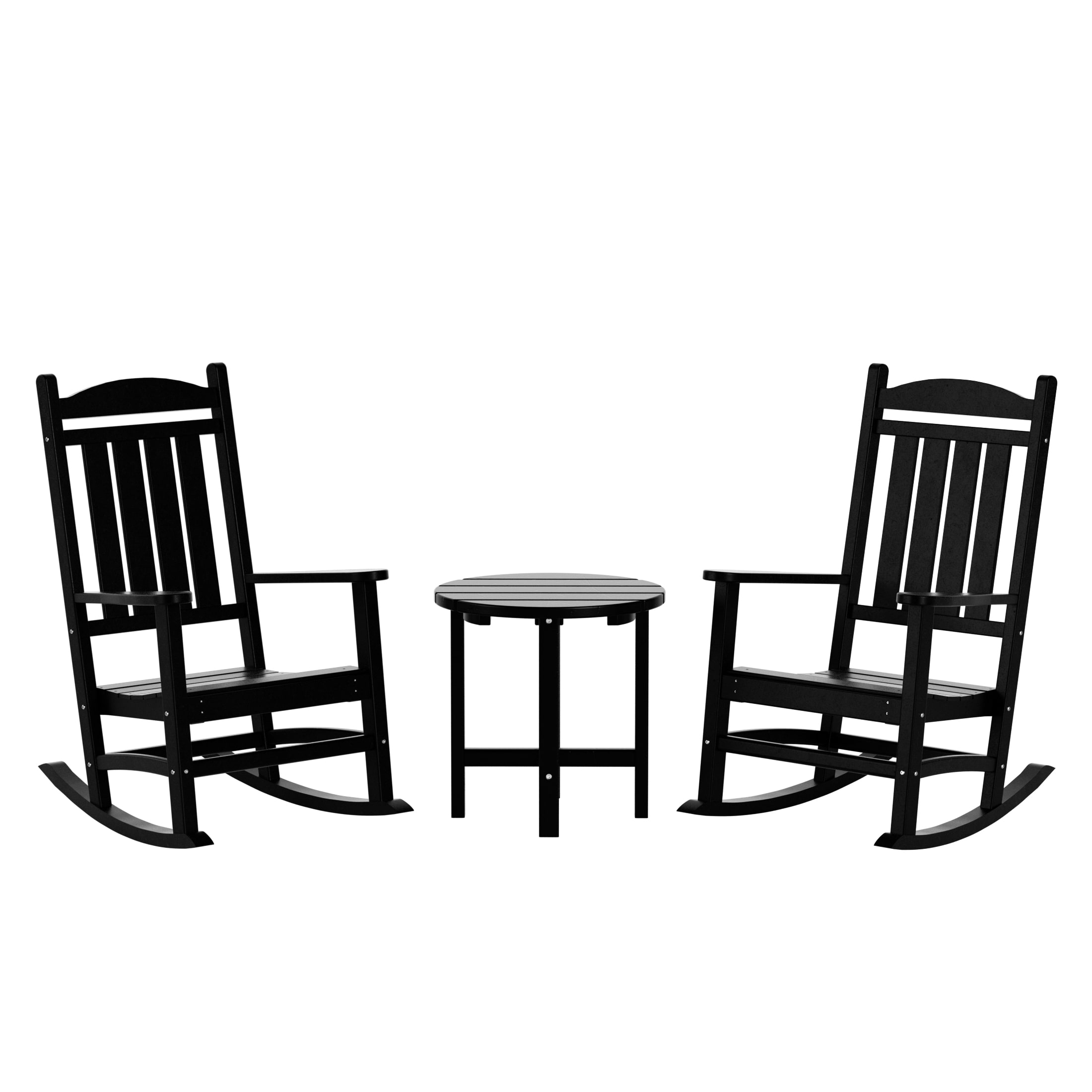 Westin Furniture OP5001-BK3 Laguna Set of 2 Black HDPE Frame Rocking Chair with Slat Seat