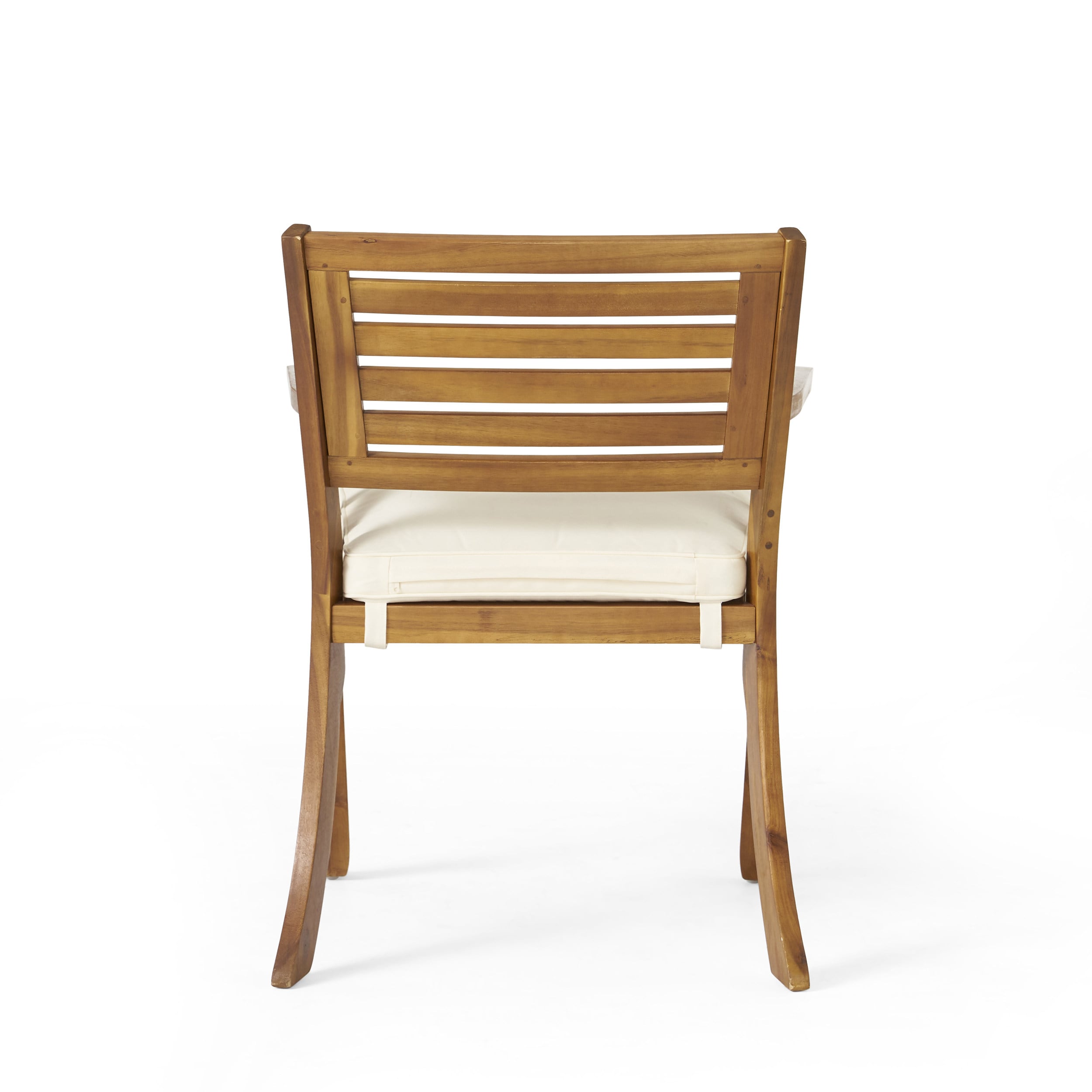 Teak and Cream Acacia Wood 3-Piece Outdoor Bistro Set
