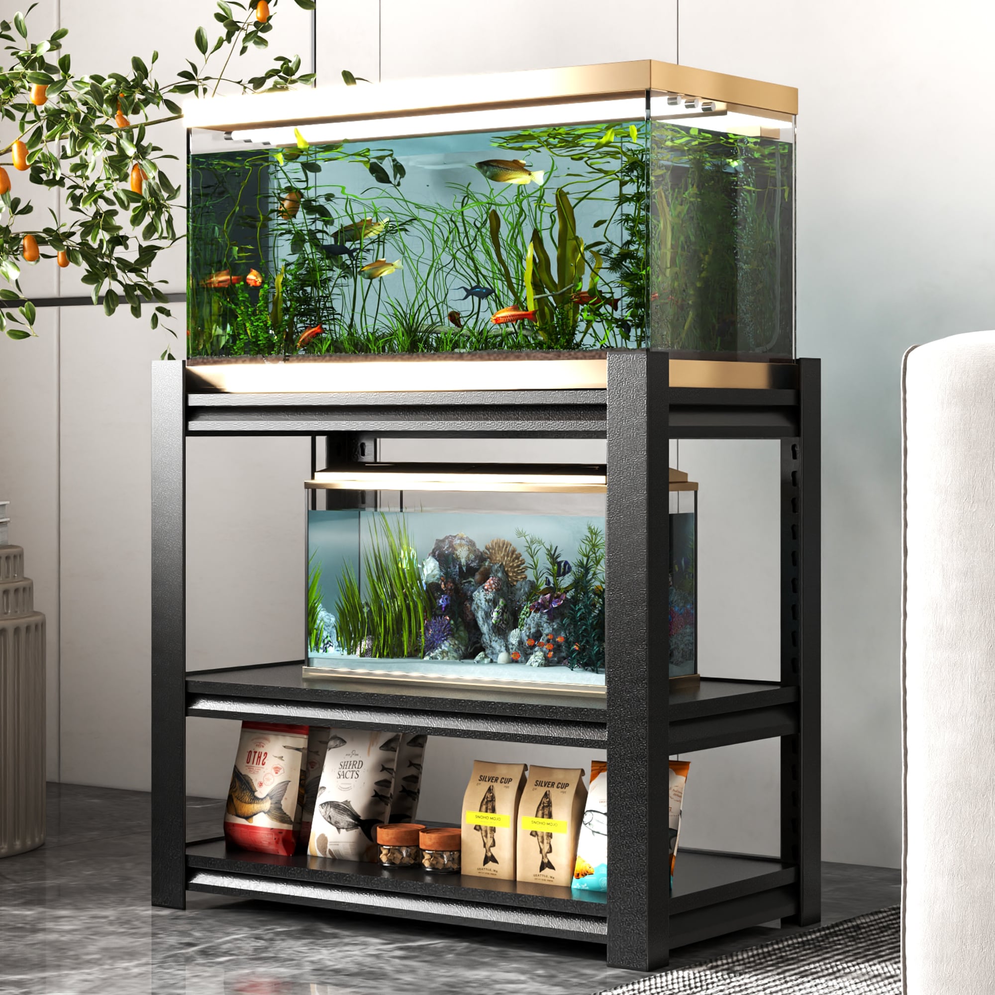 Blisstyle 20 30 Gallon Fish Tank Stand Metal Aquarium 34 Inchw X 18 Inchd 31 Inch Adjustable Heavy Duty Reptile 3 Tier Rack Shelf for Home Office Not Included Bookcase Book Weight Storage Racks and Shelving Shelves Decor Kitchen Living Room Bedroom Garage