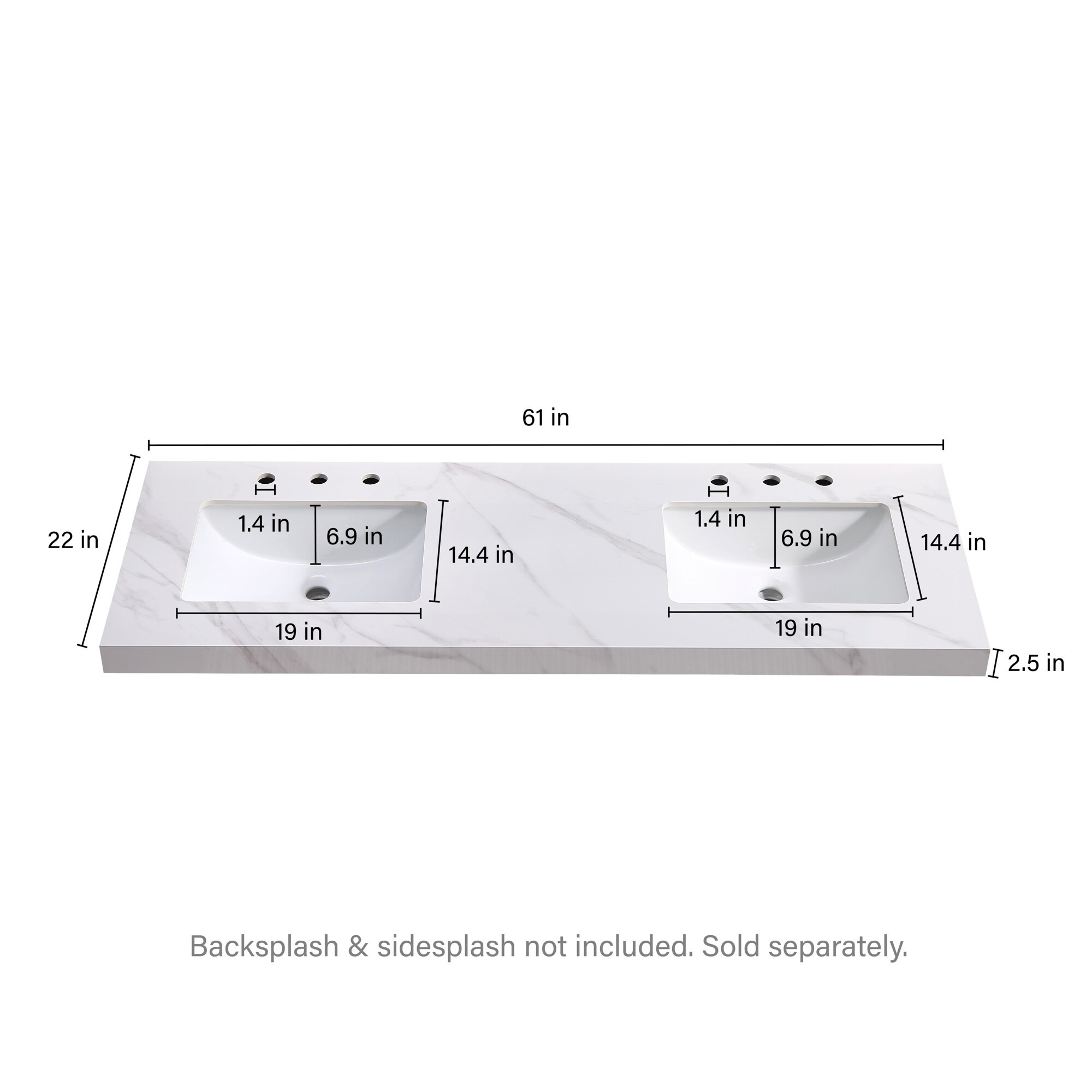 HomLux BD-PVTCW61DB Vanity-Tops - View #11