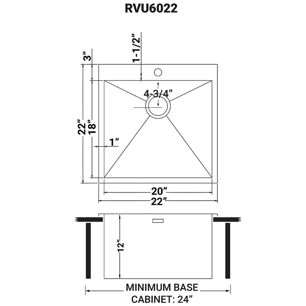 Ruvati 22" x 22" Stainless Steel Drop-In Utility Sink