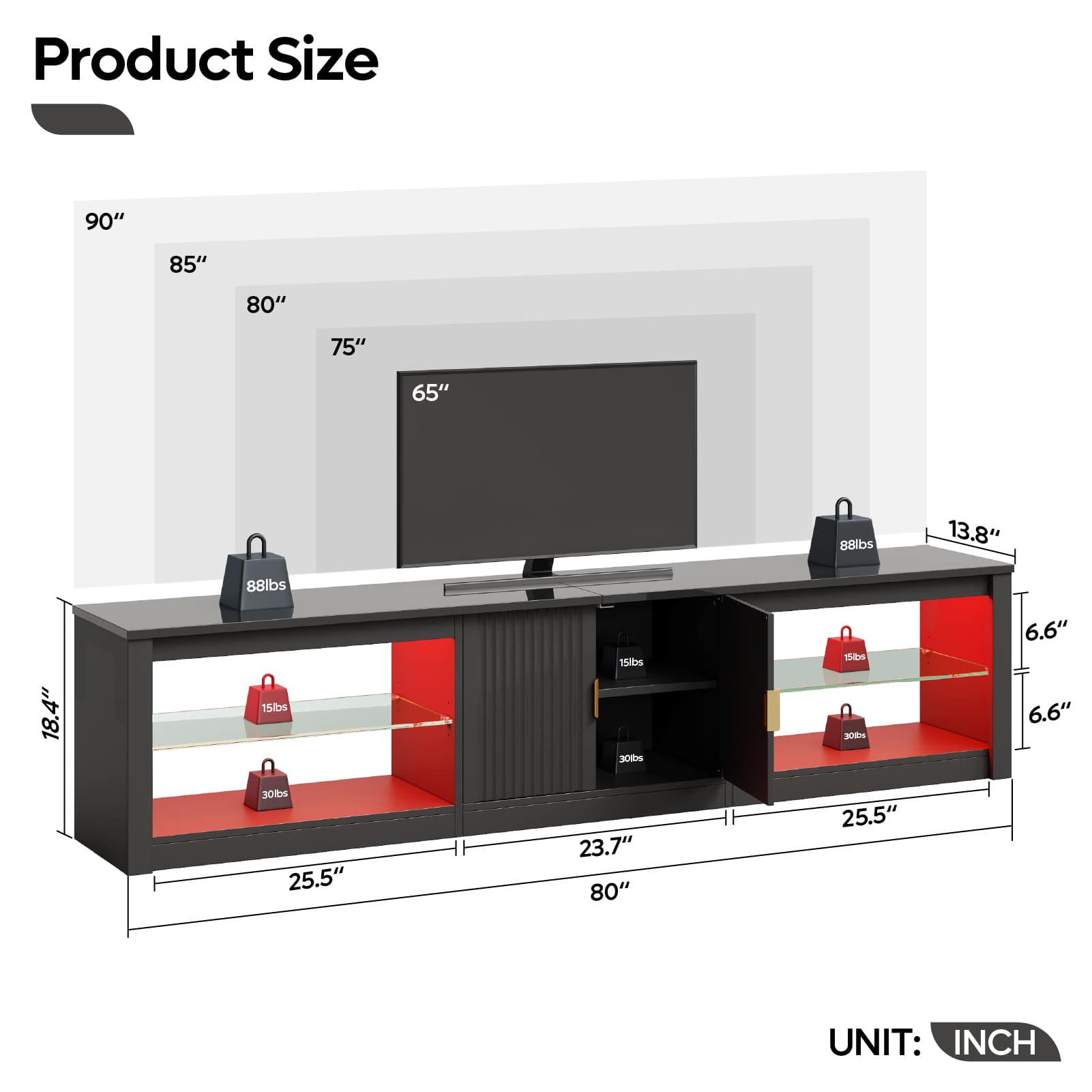Bestier LOW-L101820C-YBLK Tv-Stands - View #2