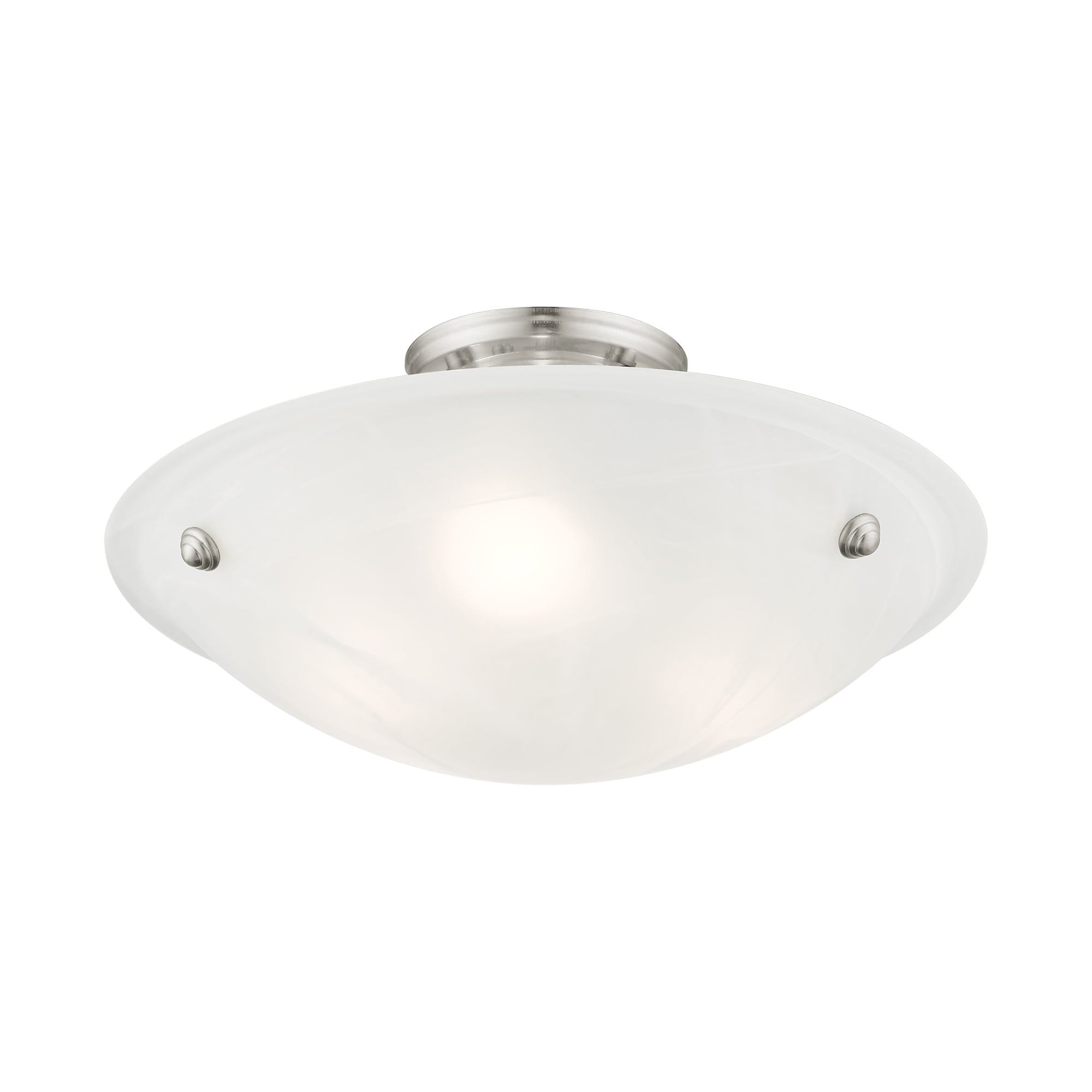 Oasis 16" Brushed Nickel 3-Light Semi Flush Mount with Alabaster Glass