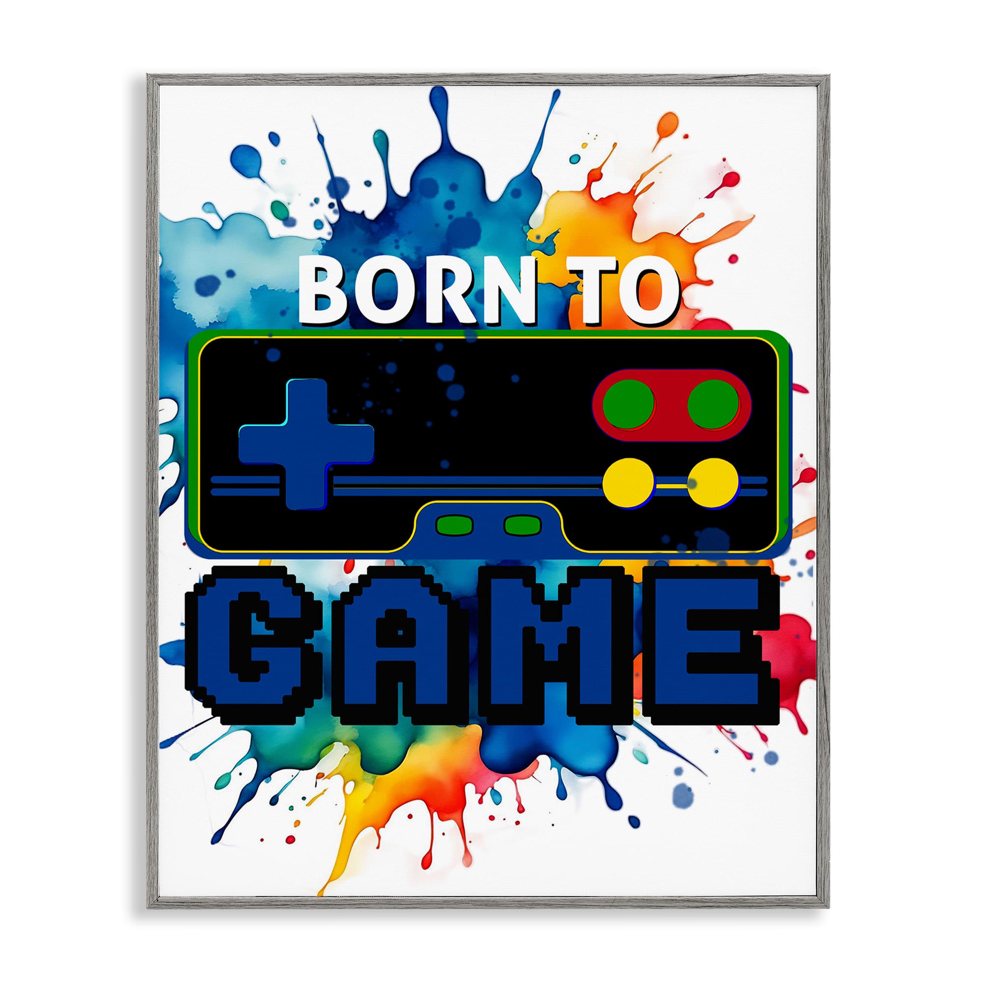 Stupell Industries BS-048-GFF-11X14 Born to Game Splash Gray Framed Giclee Art By Kim Allen 11 x 14