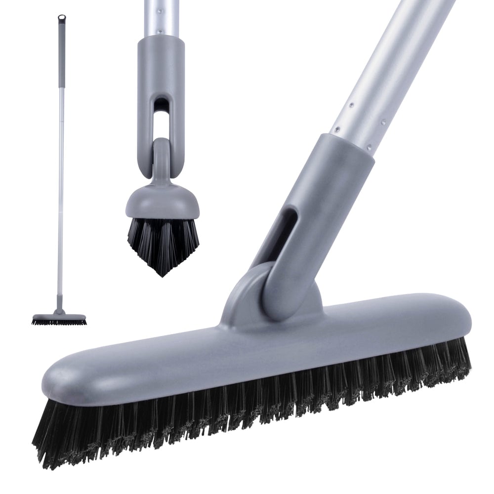 DSV Standard Grout Scrub Brush with Long Handle 50in and V Shape Crevice Cleaning Brush for Hard to Reach Areas