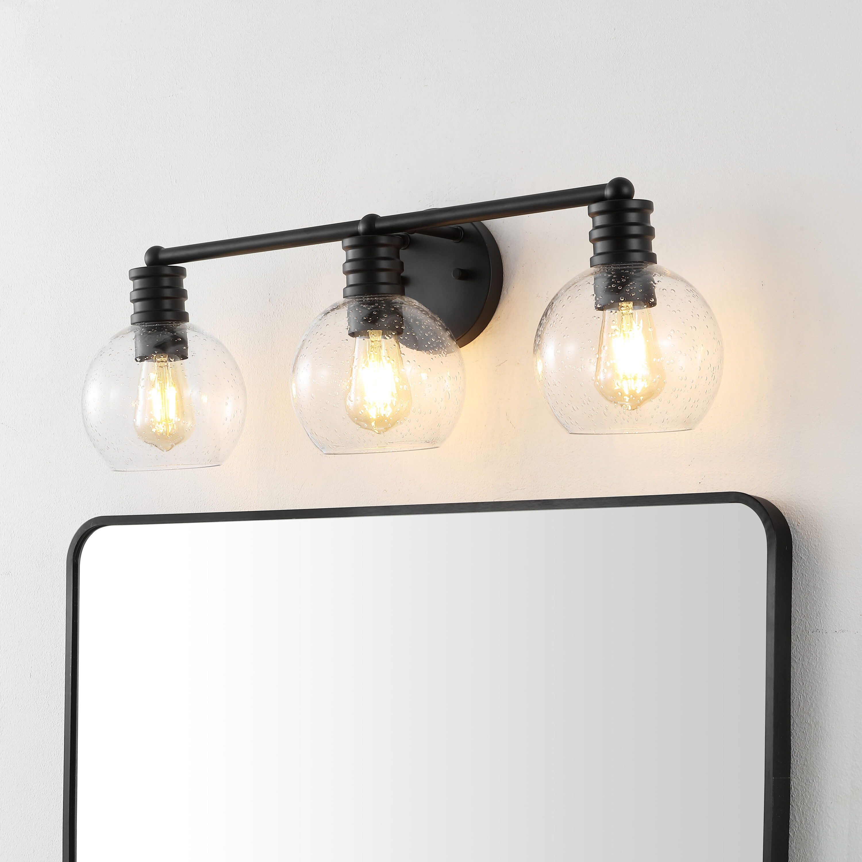 Sunetta Black Iron 3-Light Wall Sconce with Clear Shades