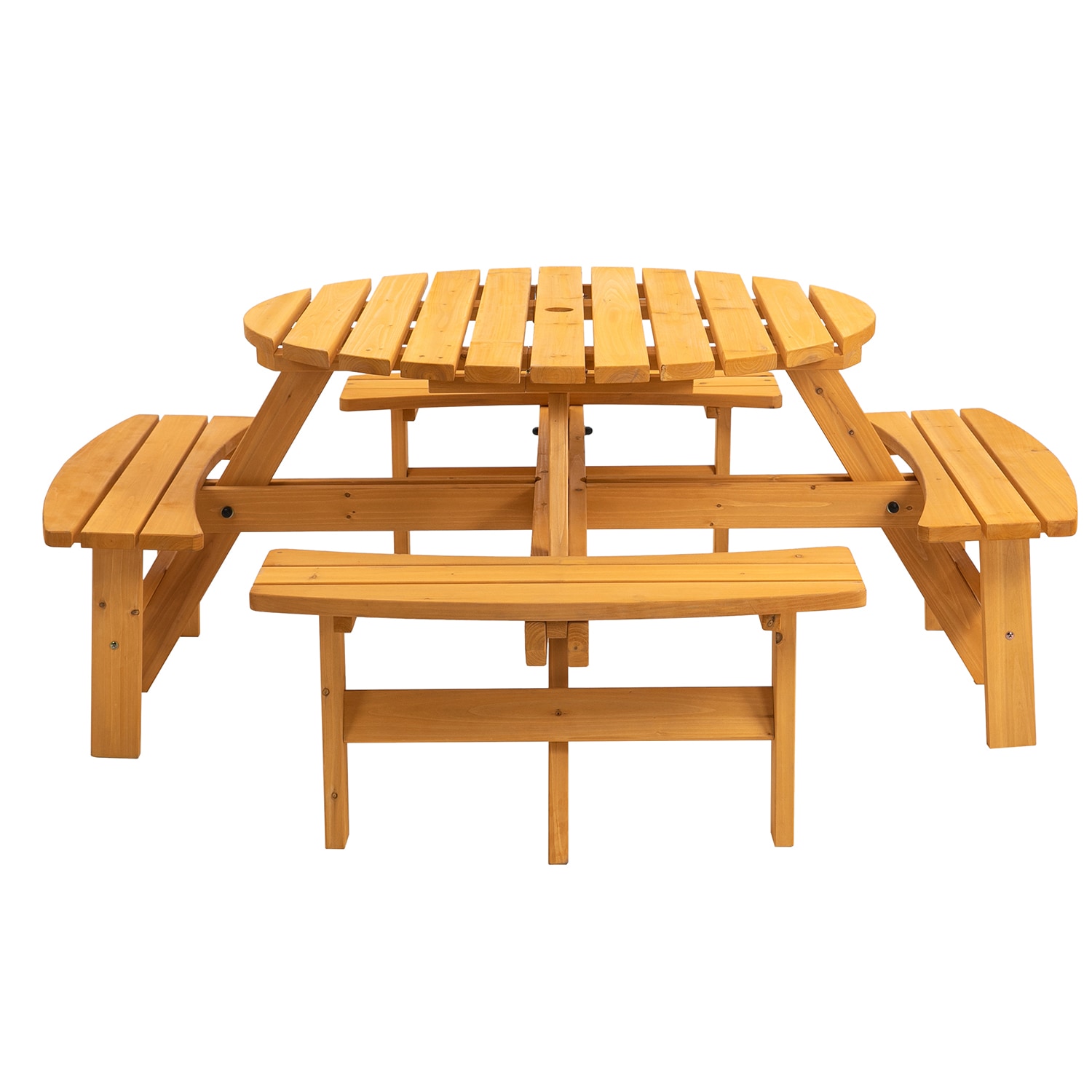 SINOFURN SYB750003YL 43.3-in Yellow Douglas fir Round Picnic Table