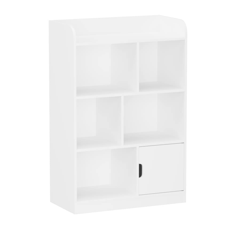 REIBII Kids Bookcase Toy Storage with 6 Cubes Children Toy Storage Cabinet Organizer MDF Multifunctional Bookshelf