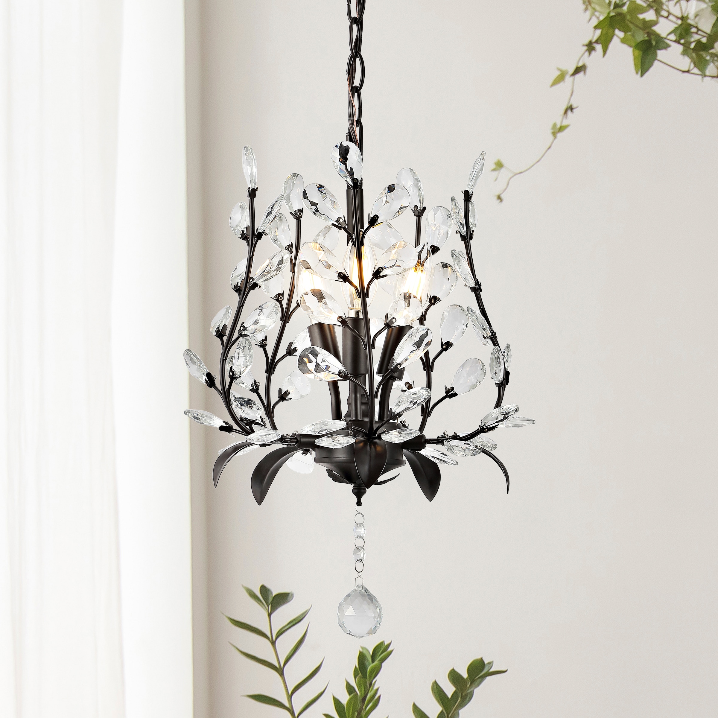 Adoria 12" Oil-Rubbed Bronze Bohemian LED Pendant with Crystal Accents