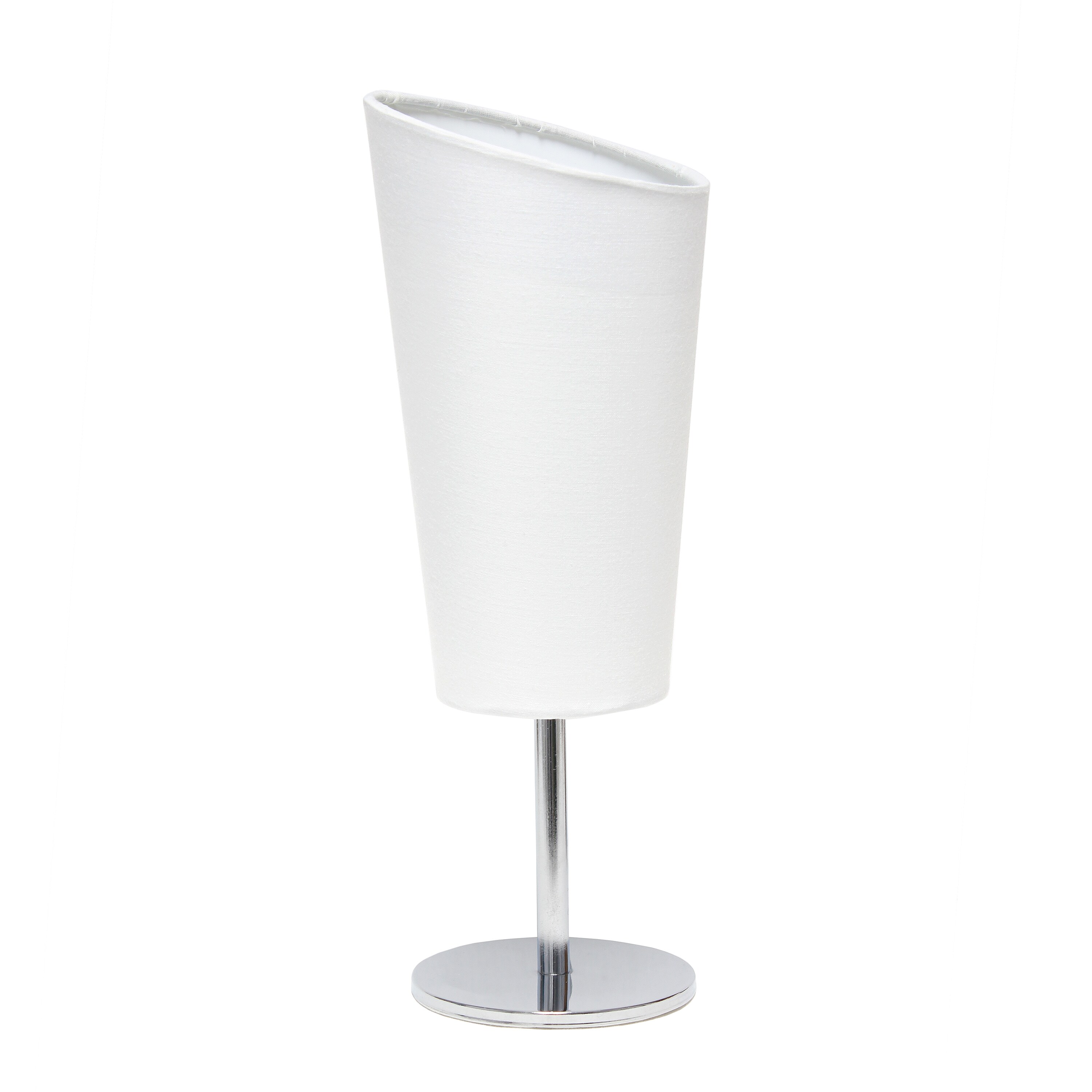 Simple Designs LT2061-WHT 12.4-in White Rotary socket Table Lamp with Fabric Shade