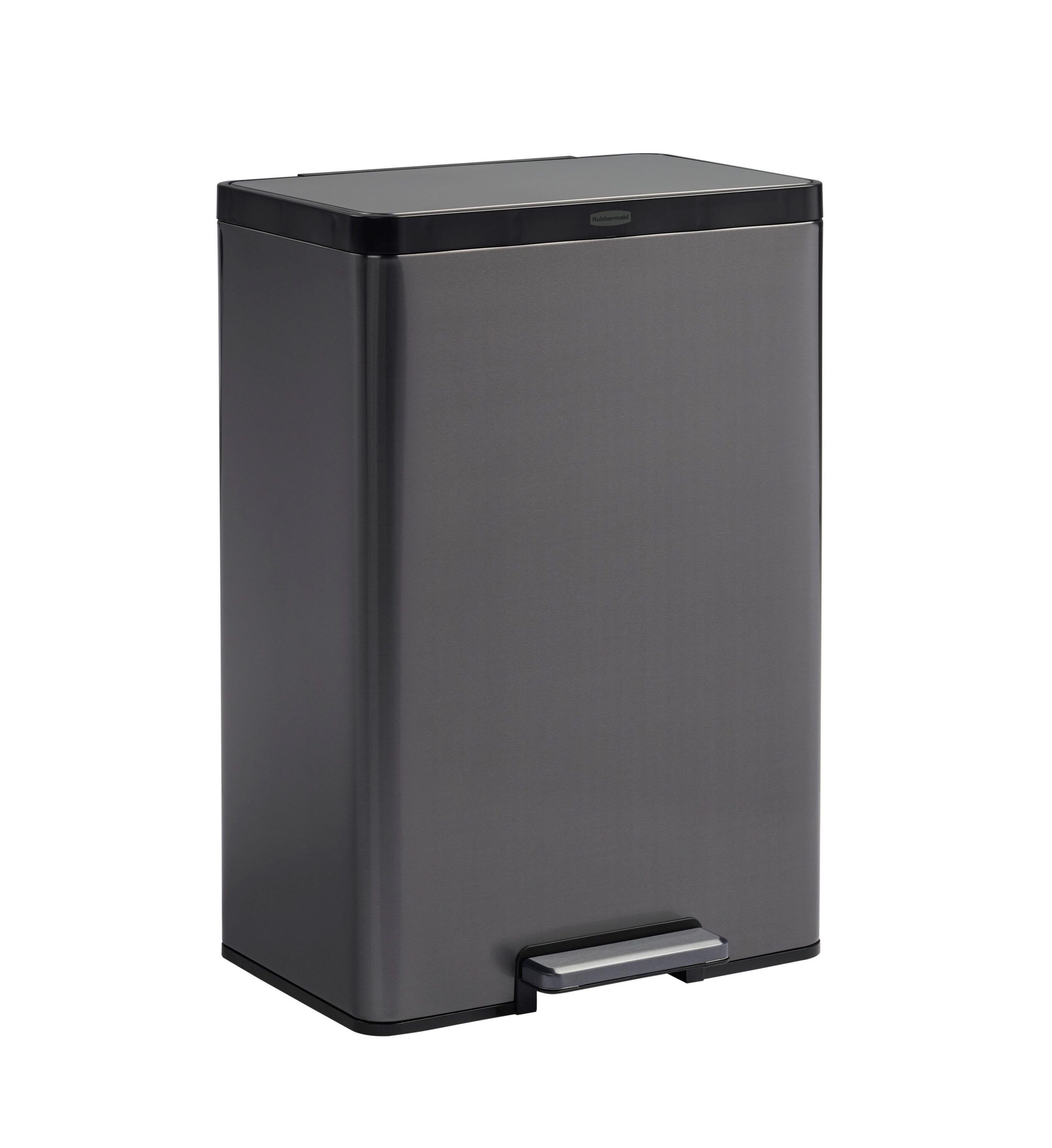 Rubbermaid 10.5-Gallons Charcoal Metal Touchless Indoor Kitchen Trash Can with Lid