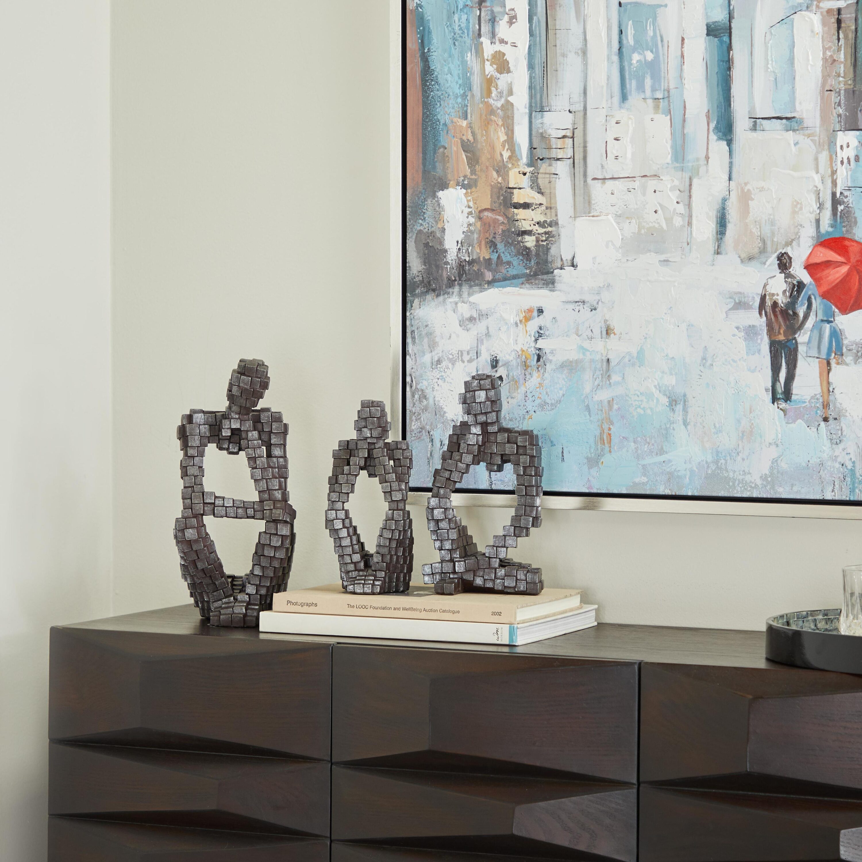 Grayson Lane 84611 3 -Pack Black Stone Modern Sculpture