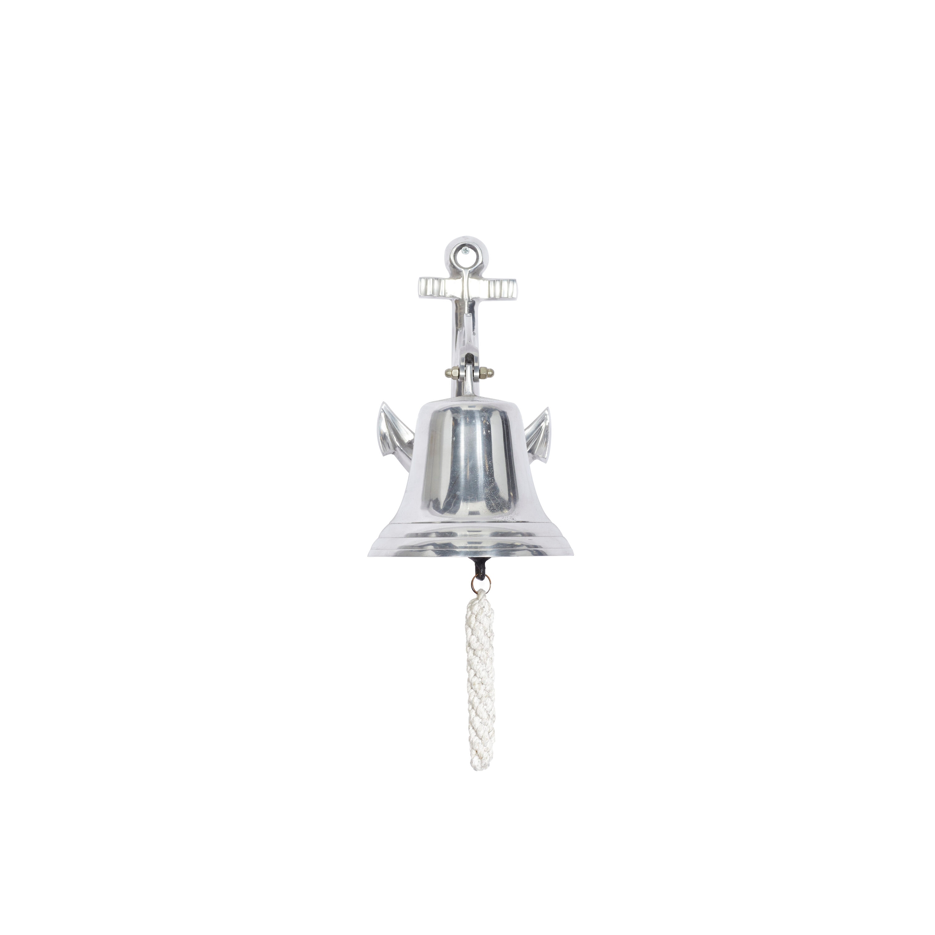Silver Aluminum Nautical Bell Wall Sculpture with Anchor Backing