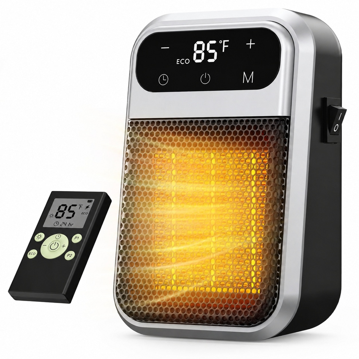 AKSCYZM  800W Plug in Heater with Remote Control and LED Display Compact Electric Wall Heater with Adjustable Thermostat and Timer for Indoor Use
