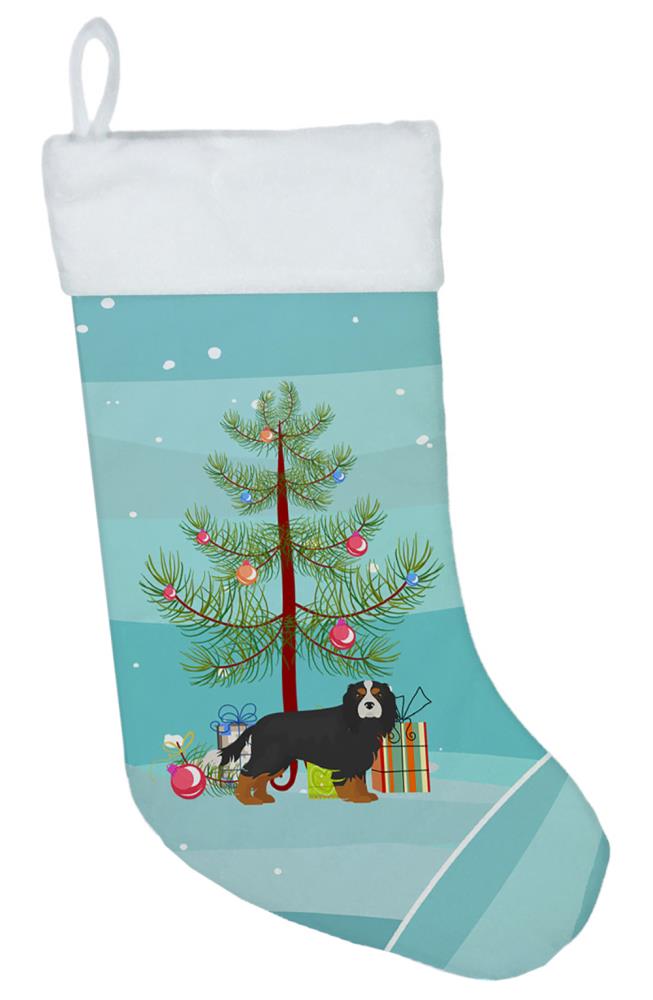 Caroline's Treasures CK3446CS Cavalier King Charles Spaniel Tricolor Christmas Tree Christmas Stocking