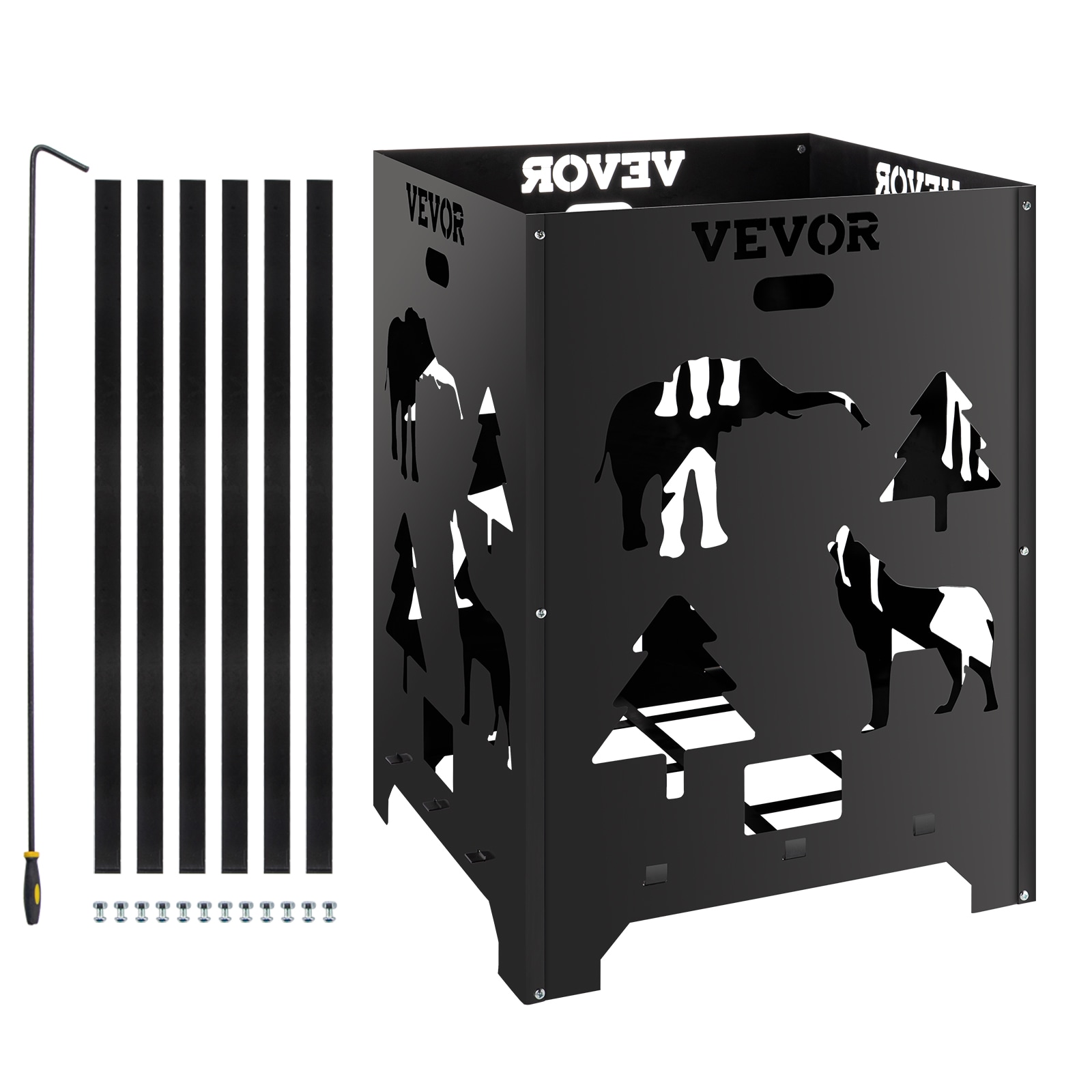 VEVOR HXTGBDDWC2127WCFLV0 21-in W Black Steel Wood-Burning Fire Pit