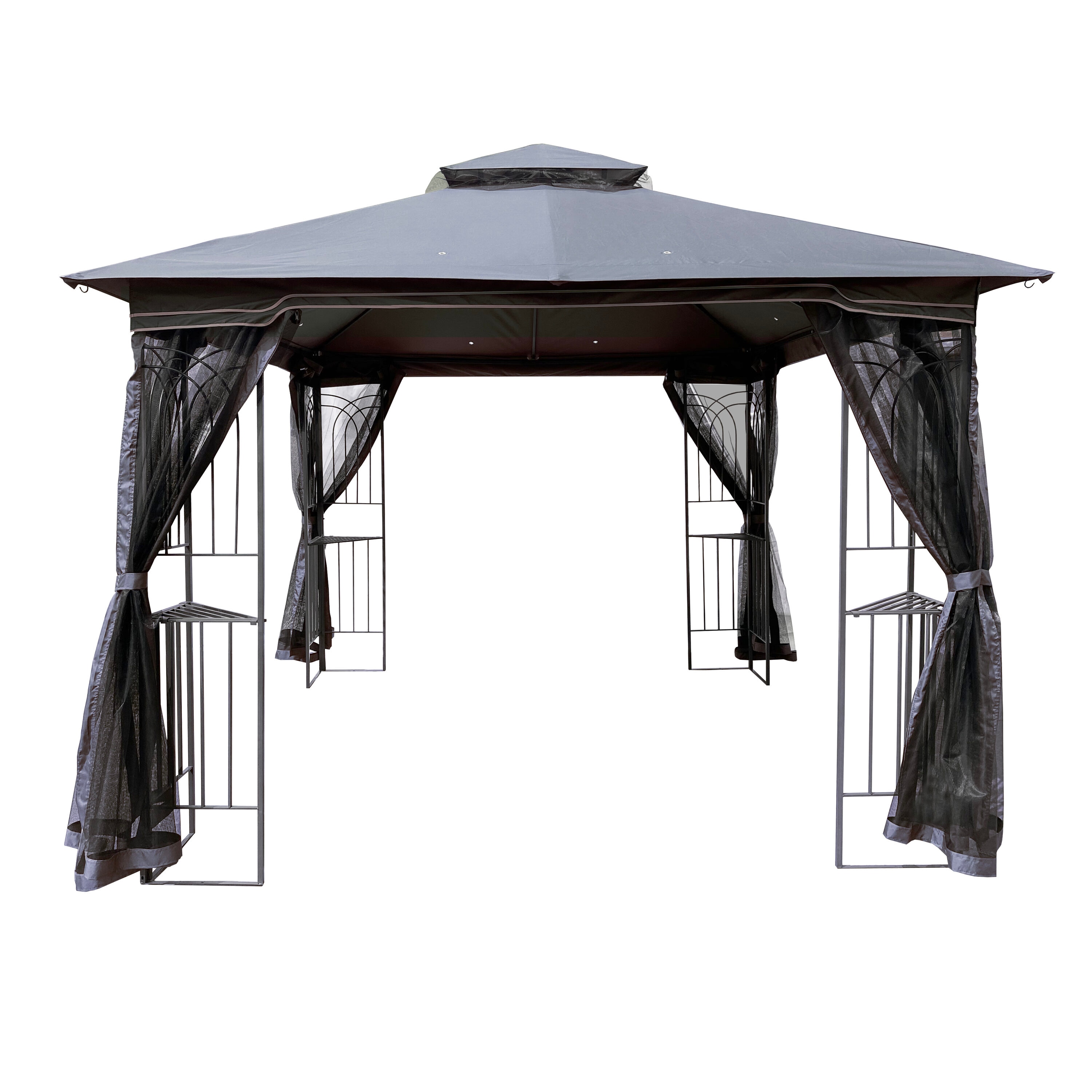 AHIOU HOME 10-ft x 10-ft Solace Gray Gazebo with Soft Top Roof (Screen Included)
