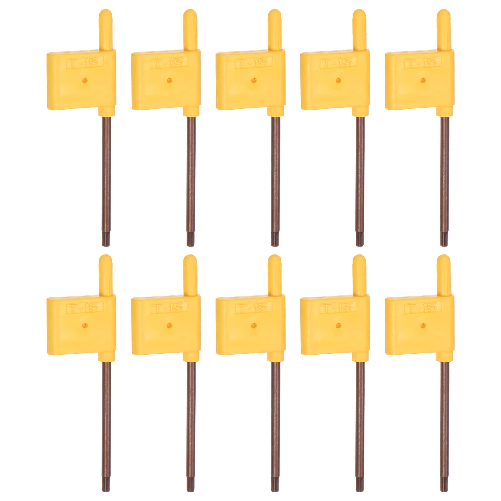Harfington 10pcs Torx Screwdriver T15 S2 Flag Type Handle Star Driver Key Wrench Spanner Hand Operated Tool for Housing Work Equipment Yellow #S25072801UX0946