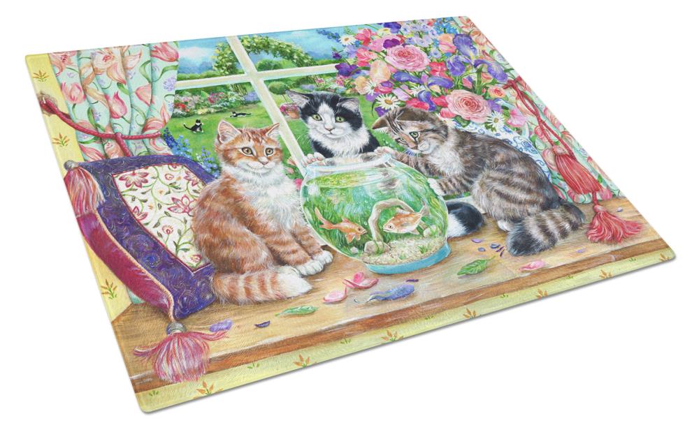 "Caroline's Treasures Cats Galore Glass Cutting Board Large Multicolor"