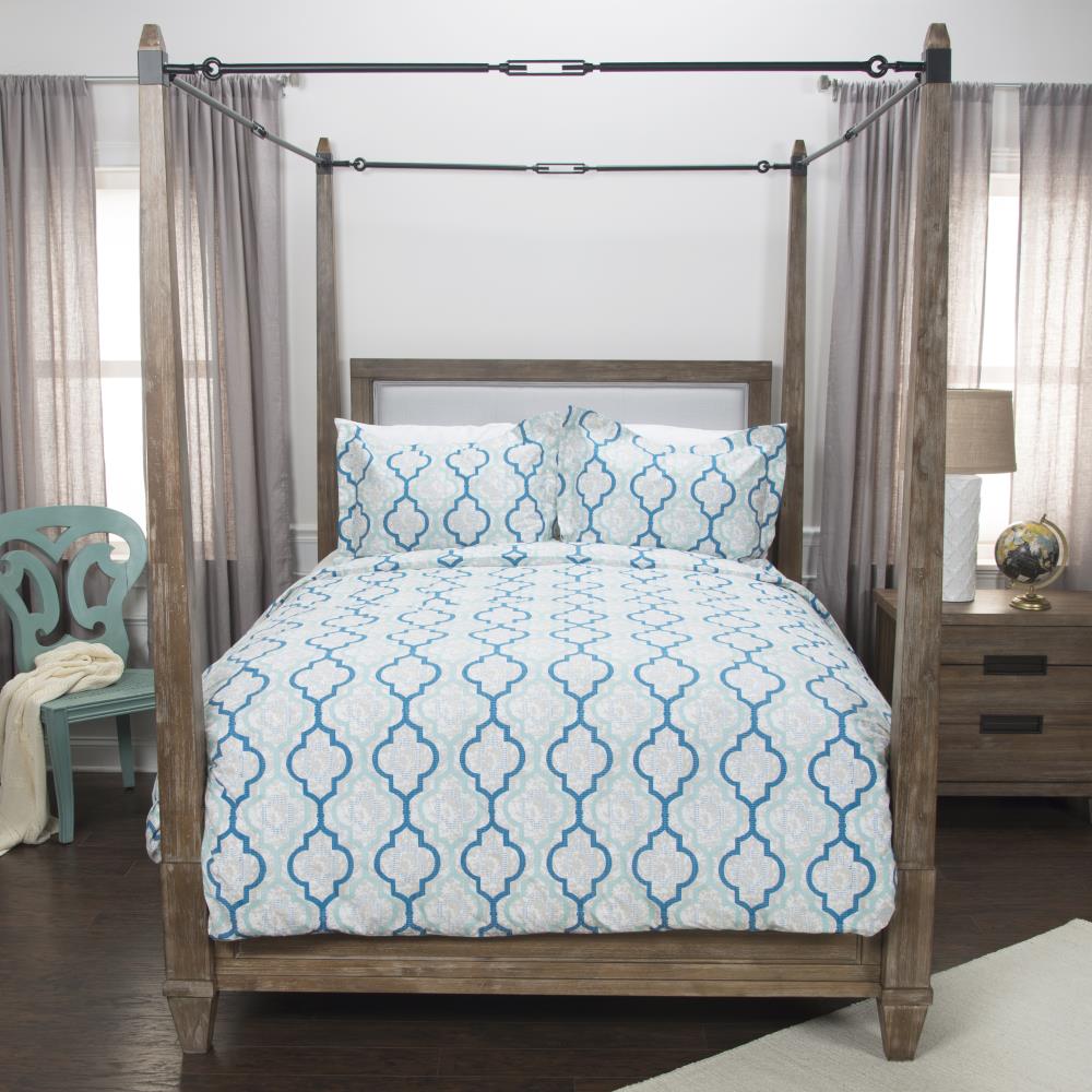 Young Love King Duvet Teal Abstract King Duvet (Cotton Fill) in White | - Rizzy Home DOHBT4452TEPB1498
