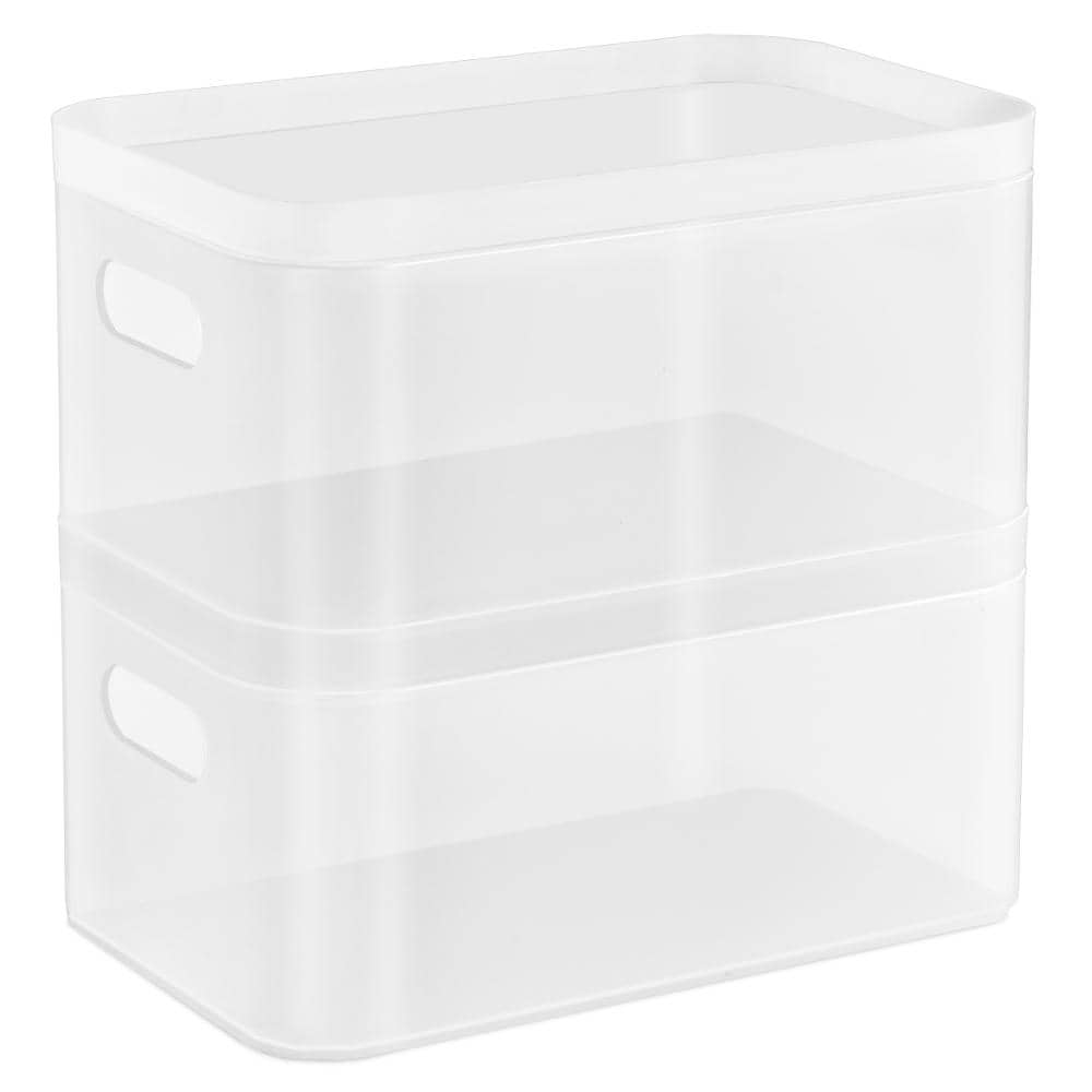 SORBUS  2 Pack Stackable Plastic Frosted Organizer Bins Perfect for storing items maintaining space neat and decluttered