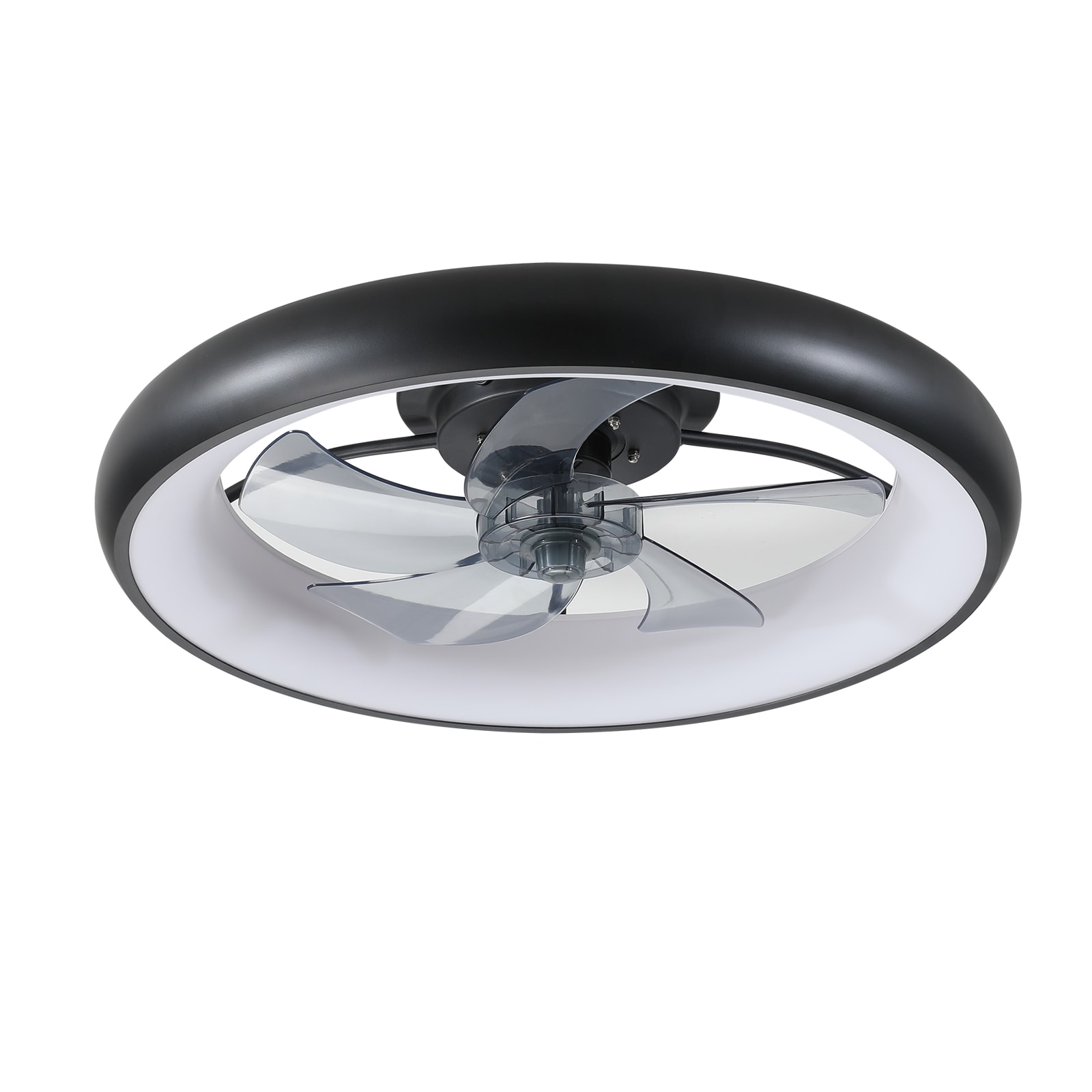 Flynama CT-L-A40002 21.7-in Flush Mount Smart Black with Gray Blades Ceiling Fan With Light - Remote Included ( 5 -Blade )
