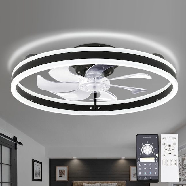 Oaks Decor Cotti 20 In Black Color Changing Integrated Led Indoor Flush Mount Ceiling Fan With Light And Remote 7 Blade The Fans Department At Lowes Com