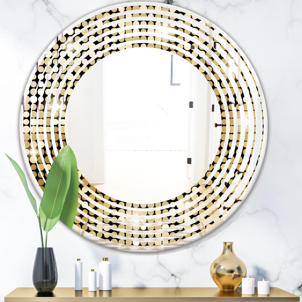 Designart 24-in W x 24-in H Round Gold Polished Frameless Wall Mirror ...