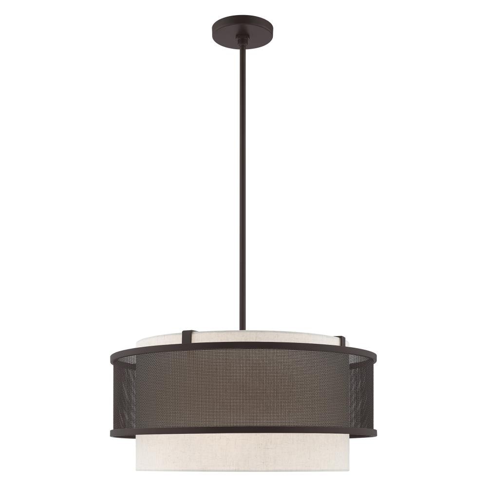 Braddock Bronze 4-Light Drum Chandelier with Oatmeal Shade