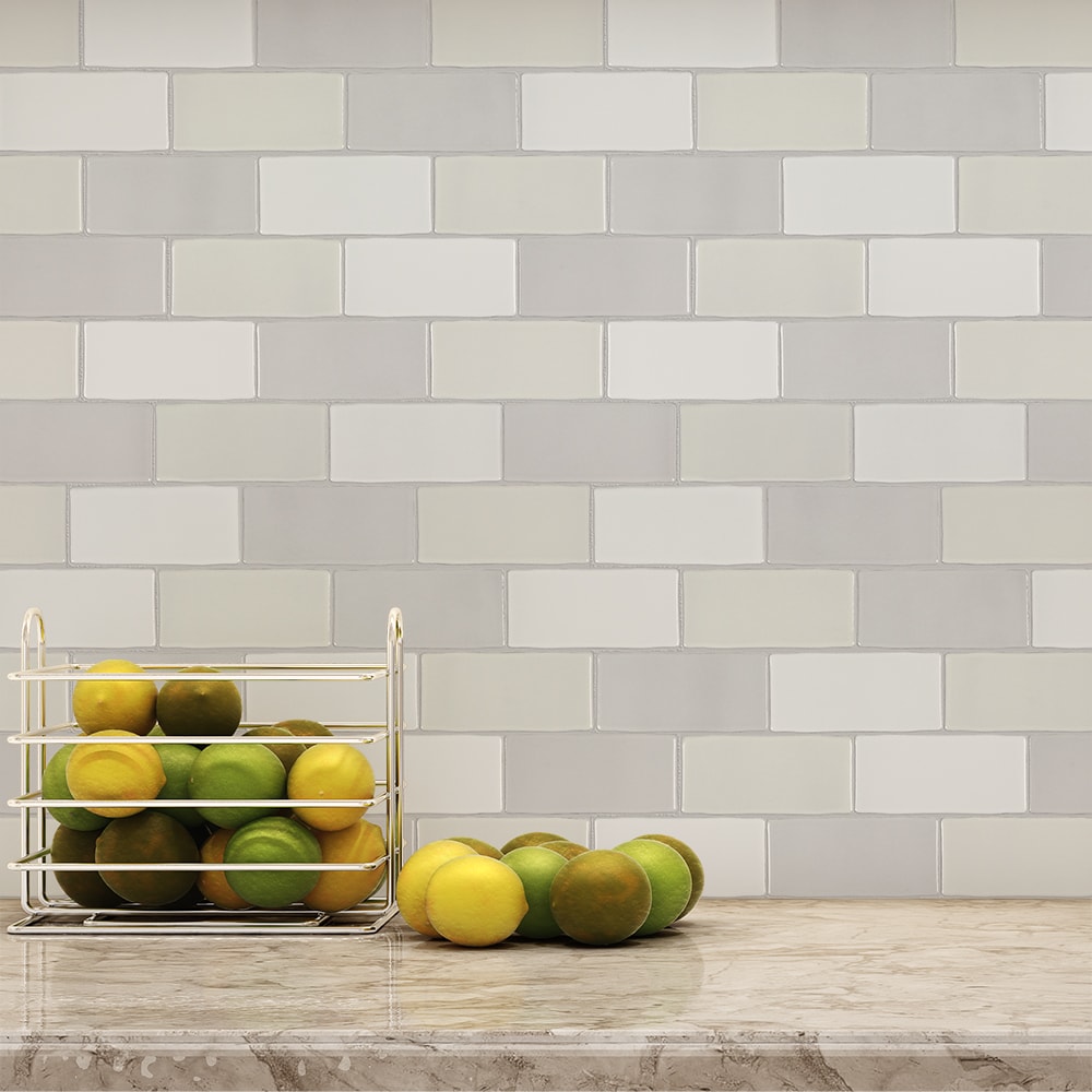 Boutique Ceramic Handcrafted Blend 2x4 Mosaic 12-in x 12-in Glazed Ceramic Brick Subway Wall Tile