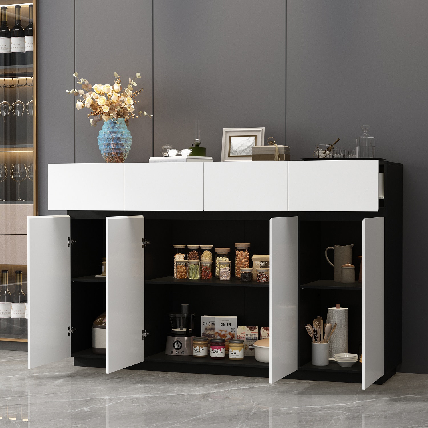 FUFU&GAGA Contemporary/Modern White Buffet in the Dining & Kitchen ...