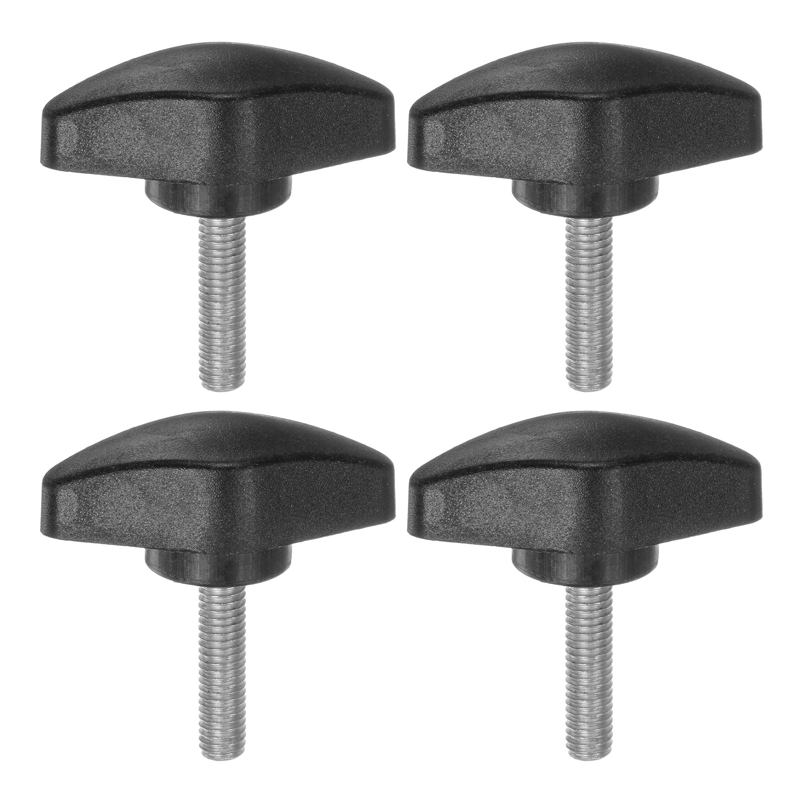 Harfington 4pcs Tee Wing Knobs Thumb Screws M5 x 20mm Standard Male Thread Plastic T Knobs Handles Hand Clamping Thumbscrew Black