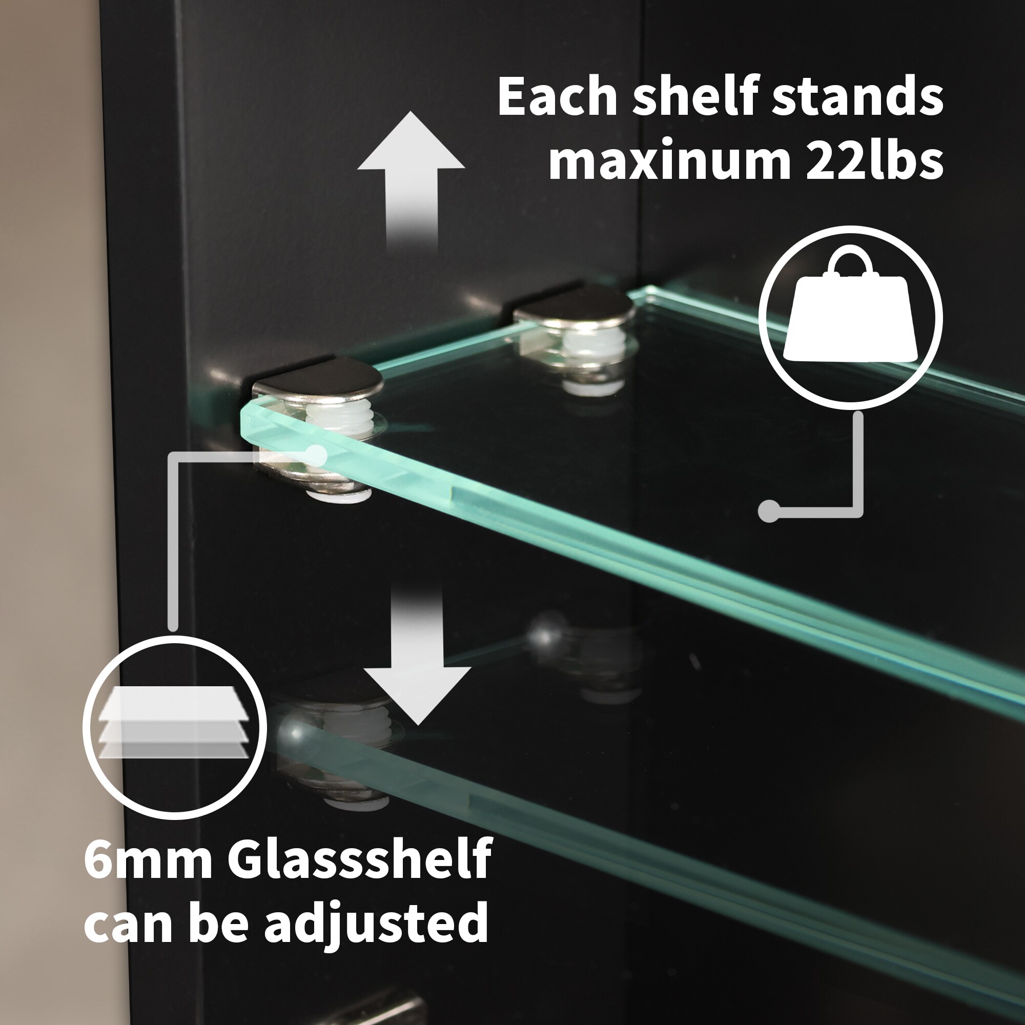 WELLFOR EX-2MC2430LBK Bathroom-Medicine-Cabinets - View #6
