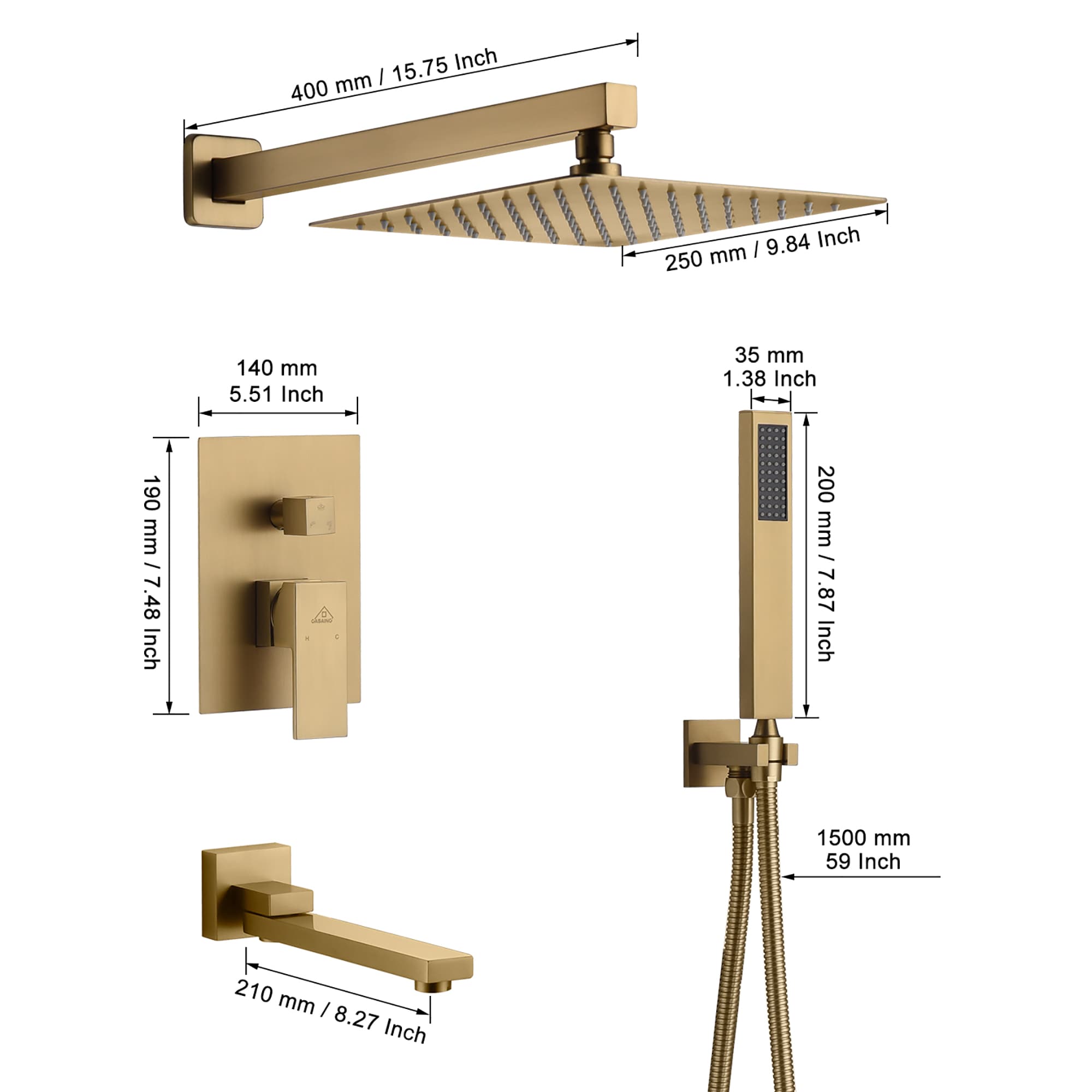 CASAINC CASA03MB-12 Showerhead-Bar-Panels - View #6