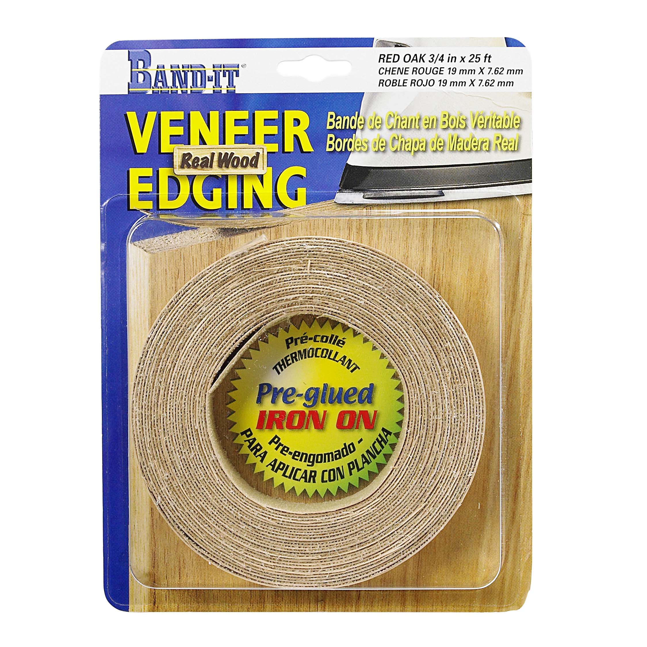  Red Oak Plywood Veneer Roll Wood Veneer Edge Banding,3/4  inch*25ft Edge Banding, Iron on with Hot Melt Adhesive, Flexible Wood Tape  Sanded to Perfection. Easy Application Wood Edging : Tools 