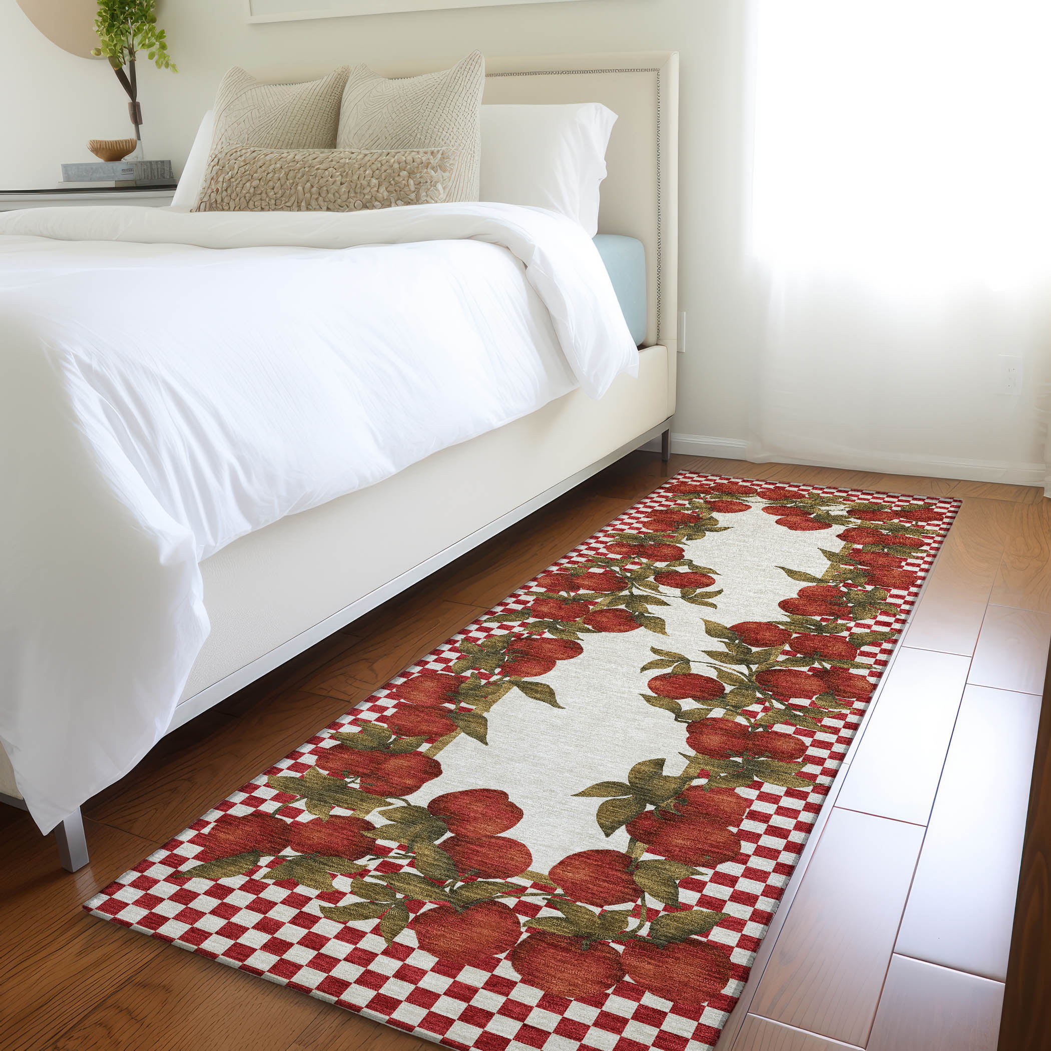 Addison Rugs AMF164AP2X8 Mayfield AMF164AP 2 x 7 (ft) Loomed Polyester Apple Rectangular Indoor Geometric Machine washable Area rug