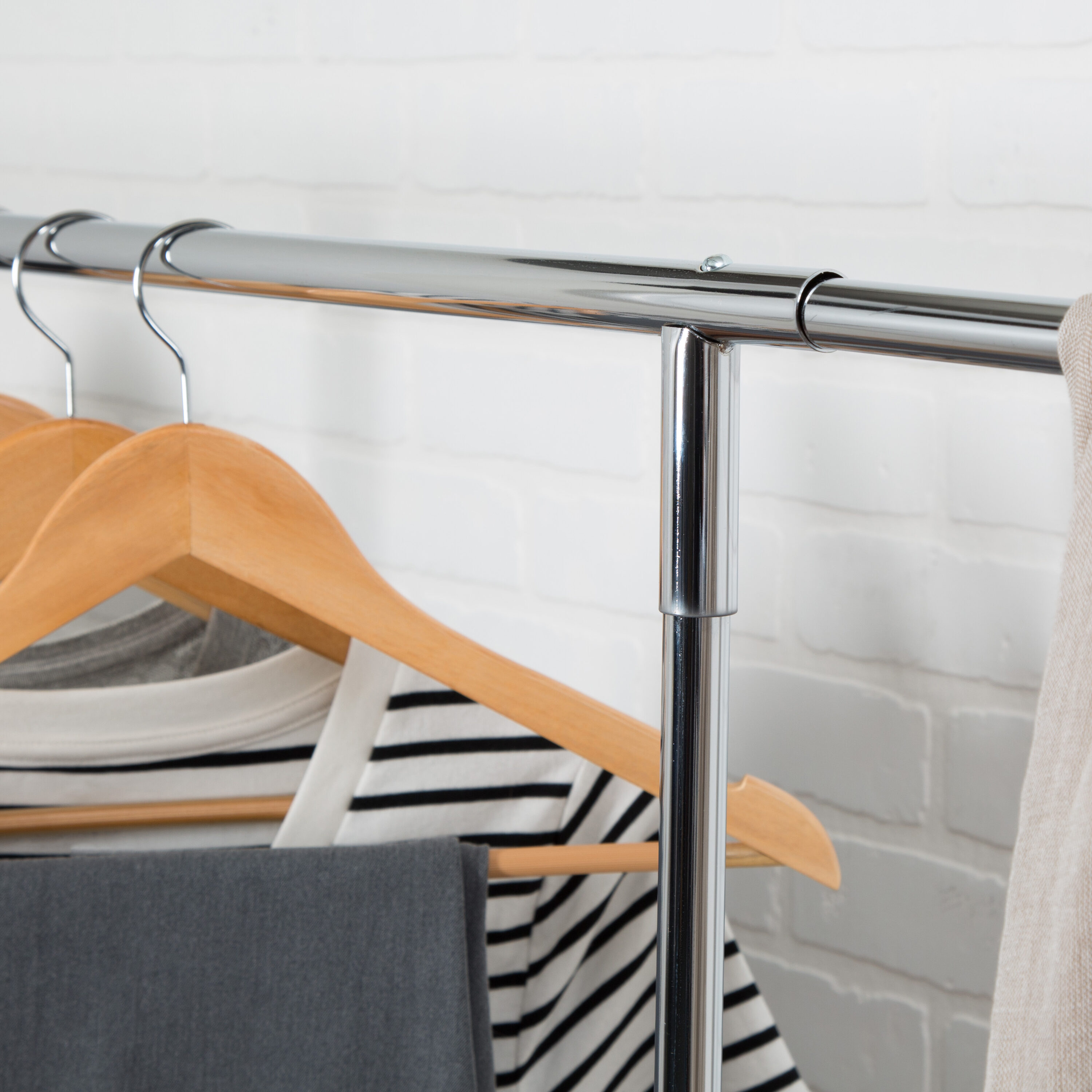 HoneyCanDo Chrome Steel Freestanding Clothing Rack with Adjustable