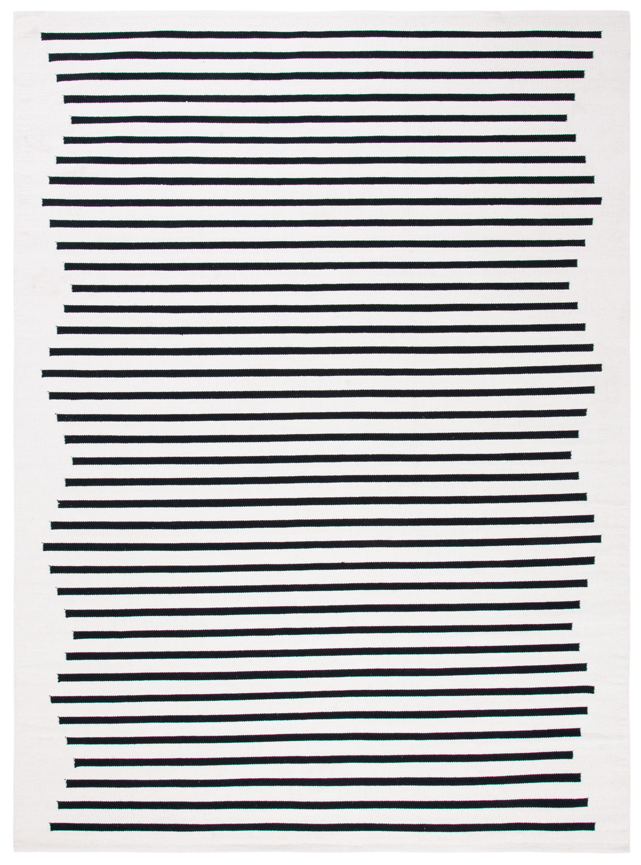 Coastal Charm Black and Ivory 8' x 10' Handwoven Cotton Rug