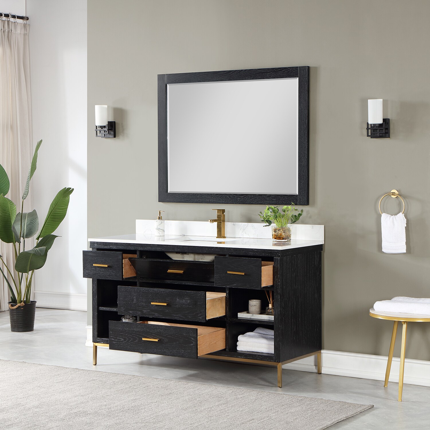 Altair Kesia 60-in Black Oak Undermount Single Sink Bathroom Vanity ...