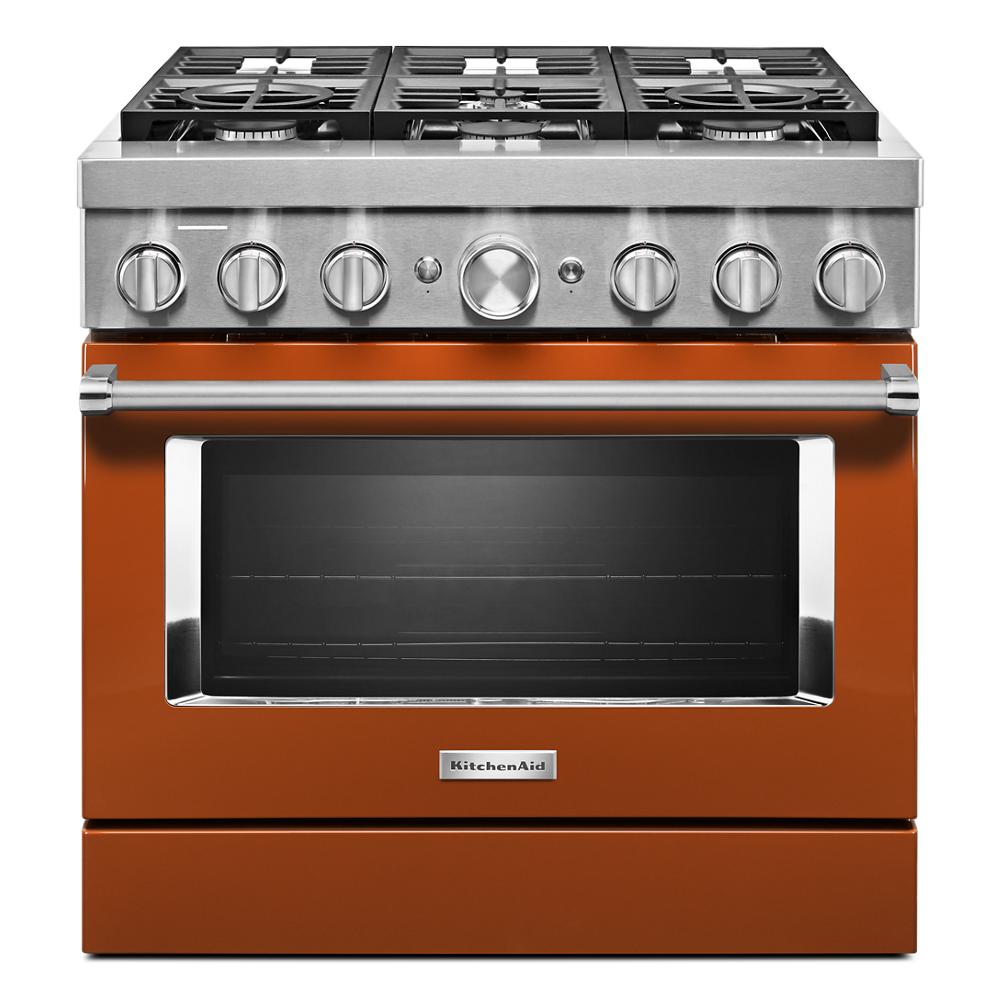 KitchenAid KFDC506JSC 36-Inches Deep recessed 6 burners Convection Oven Freestanding Dual Fuel Range ( Scorched Orange )