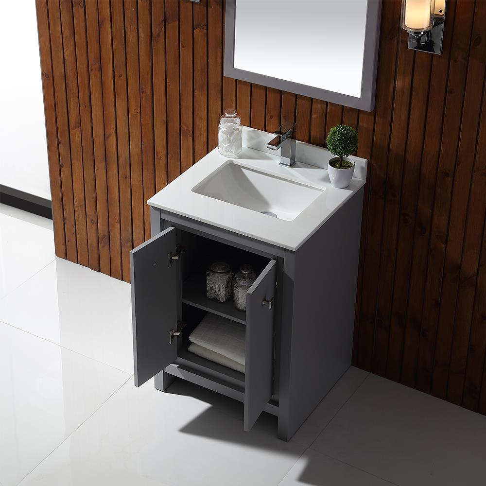 OVE Decors Kevin 60-in Pebble Gray Double Sink Bathroom Vanity with Pure White Cultured Marble Top