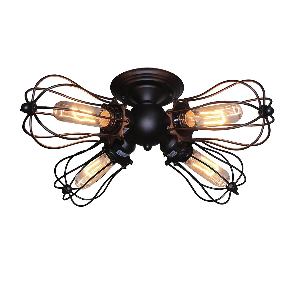 LNC A03151 Pyxes 4-Light Black LED Flush Mount Light