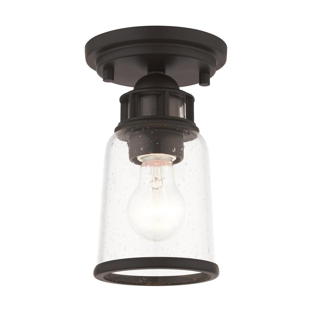 Bronze and Clear Glass Industrial Flush Mount Light