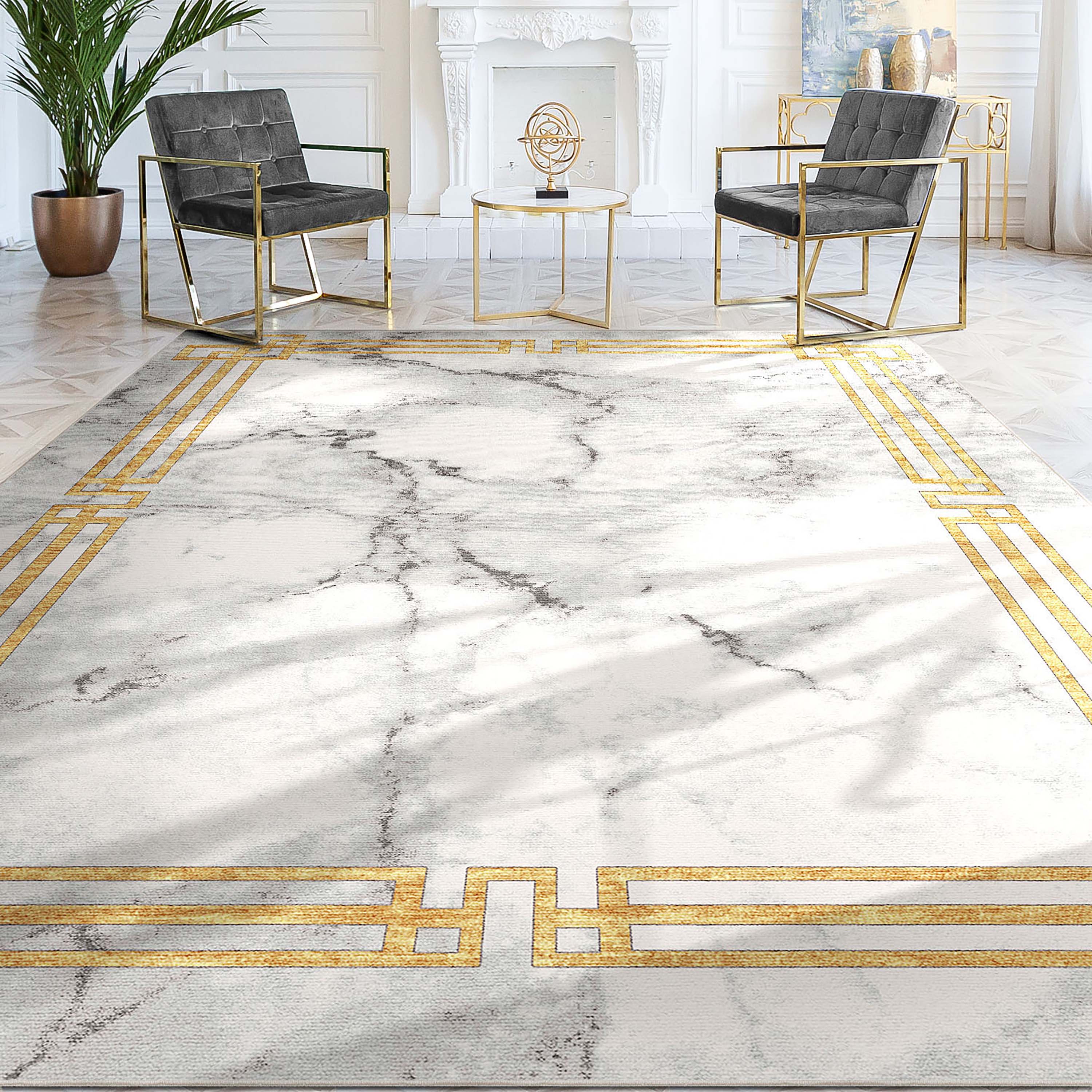 Well Woven W-HMB-01A-7 Huntington 8 x 10 (ft) Flatweave Polyester Beige Rectangular Indoor Abstract Mid-Century Modern Area rug