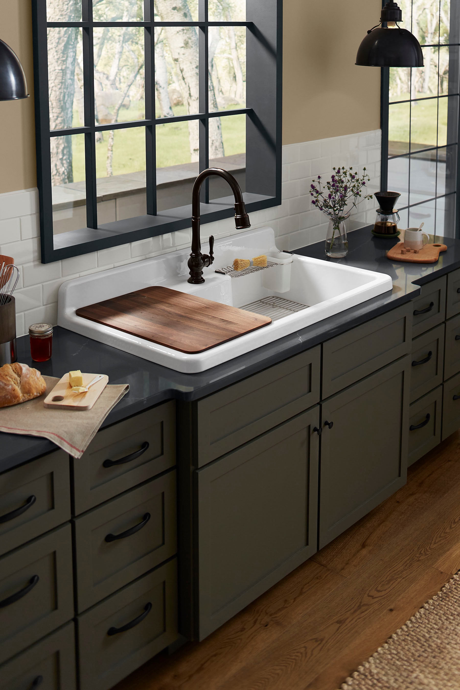 Oil-Rubbed Bronze Pull-Down Kitchen Faucet with Spray