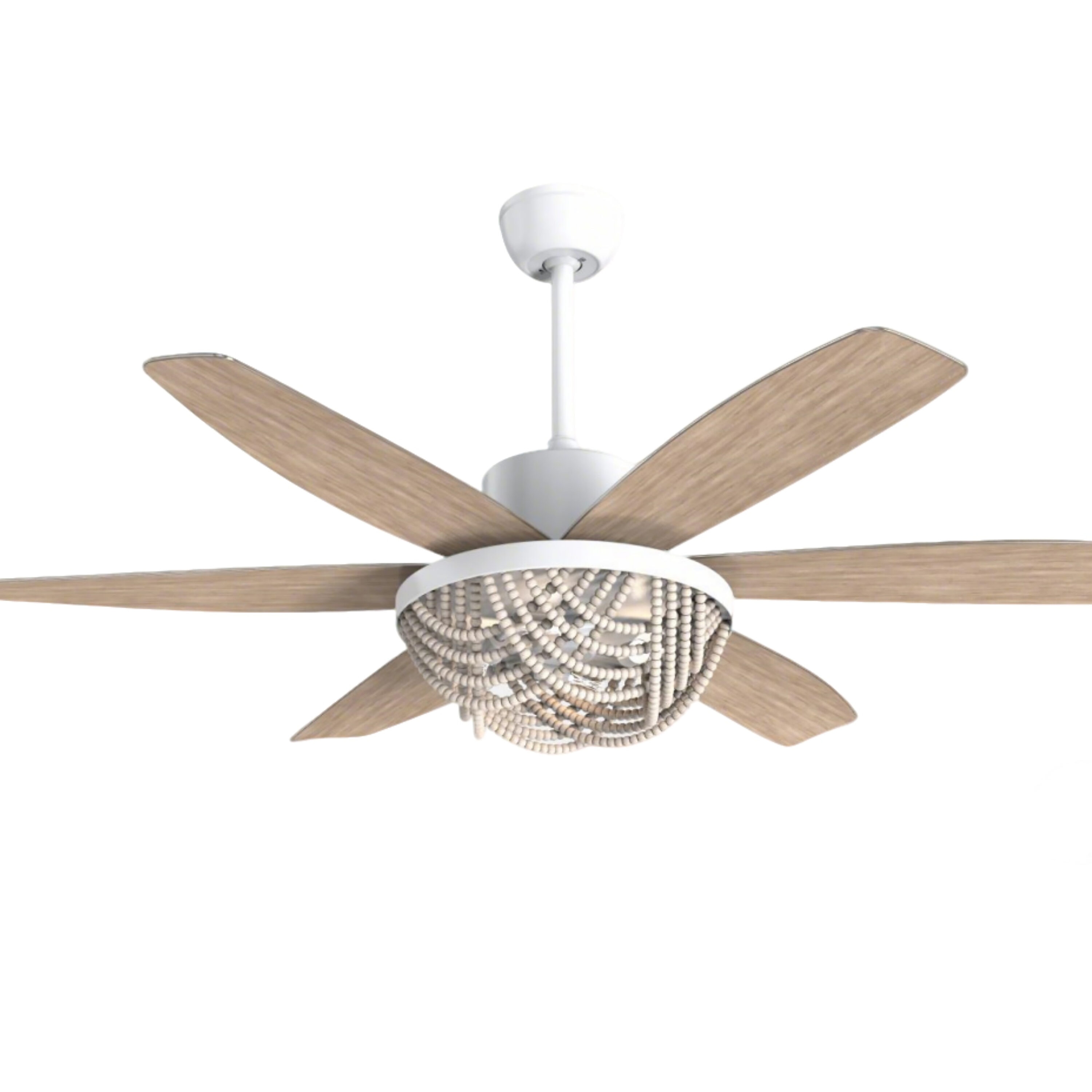 Cusp Barn CS65P06 65-in White with Wood Blades Chandelier Ceiling Fan Without Light - Remote Included ( 6 -Blade )