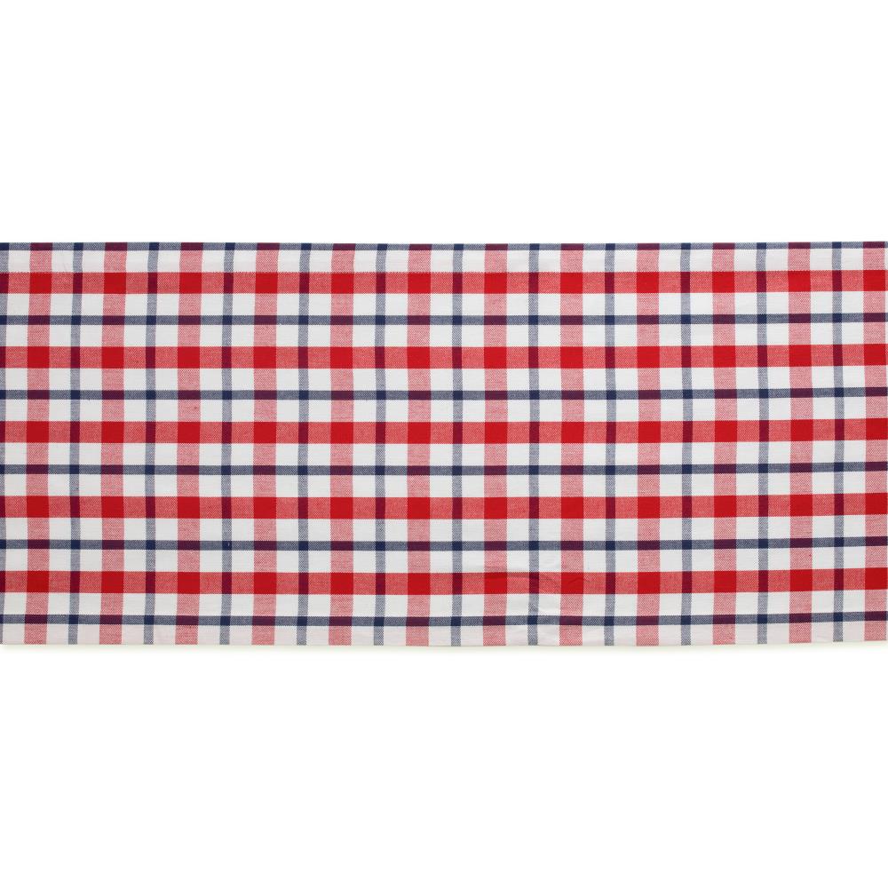 14 x 72 in. Red White and Blue Cotton Plaid Table Runner