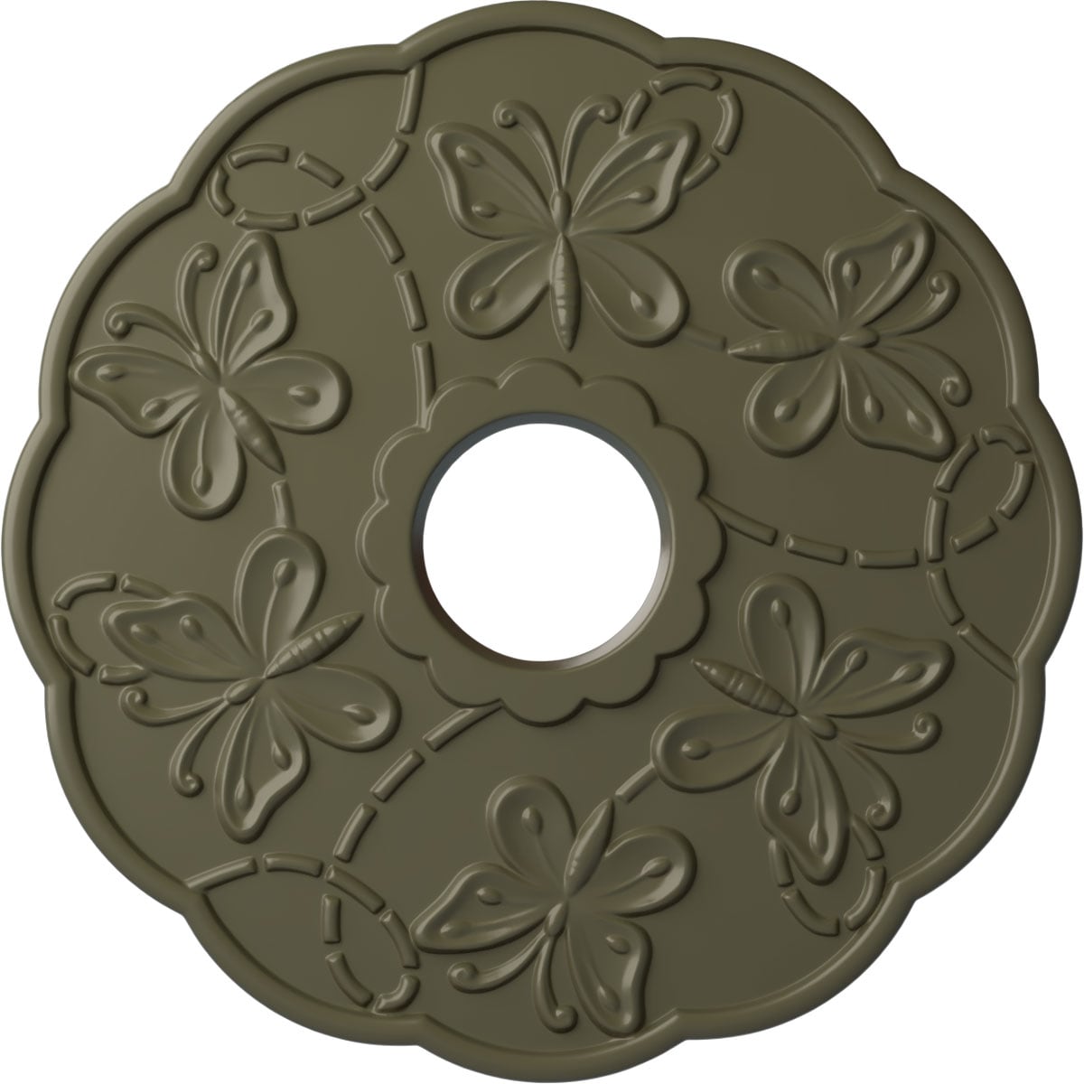 Ekena Millwork CM17TSPTF Terrones Butterfly 17.875-in W x 17.875-in L Painted Turtle Polyurethane Whole Ceiling Medallion