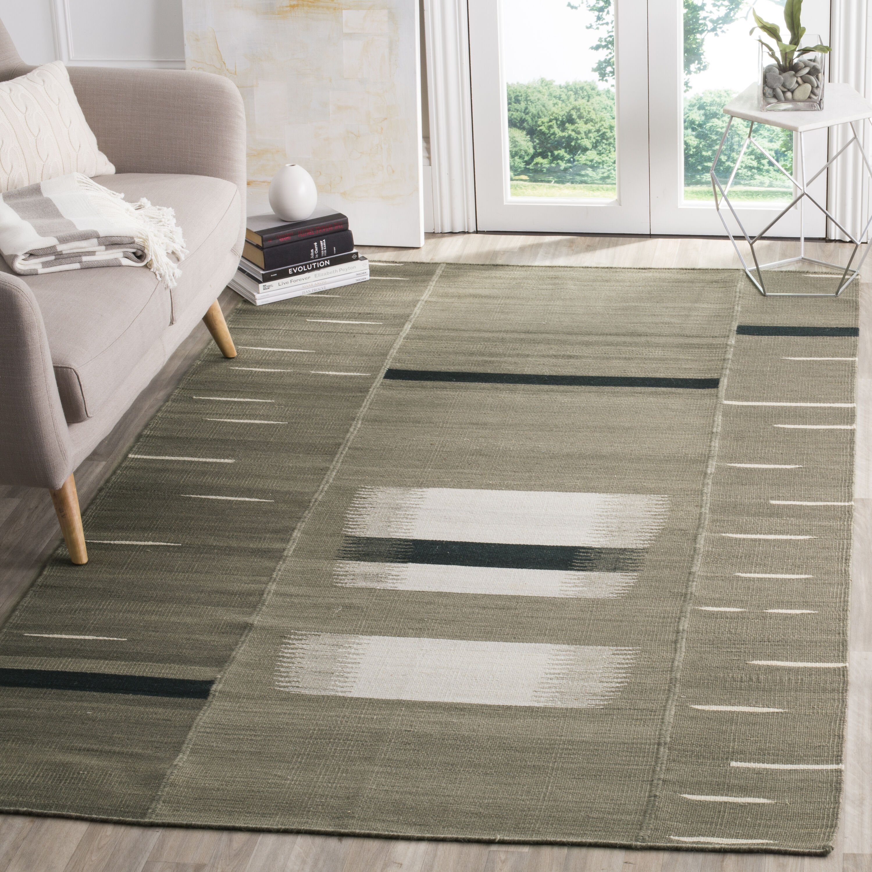 Kilim 812 Beige Contemporary 4Ft x 6Ft Small Rectangle Rug
